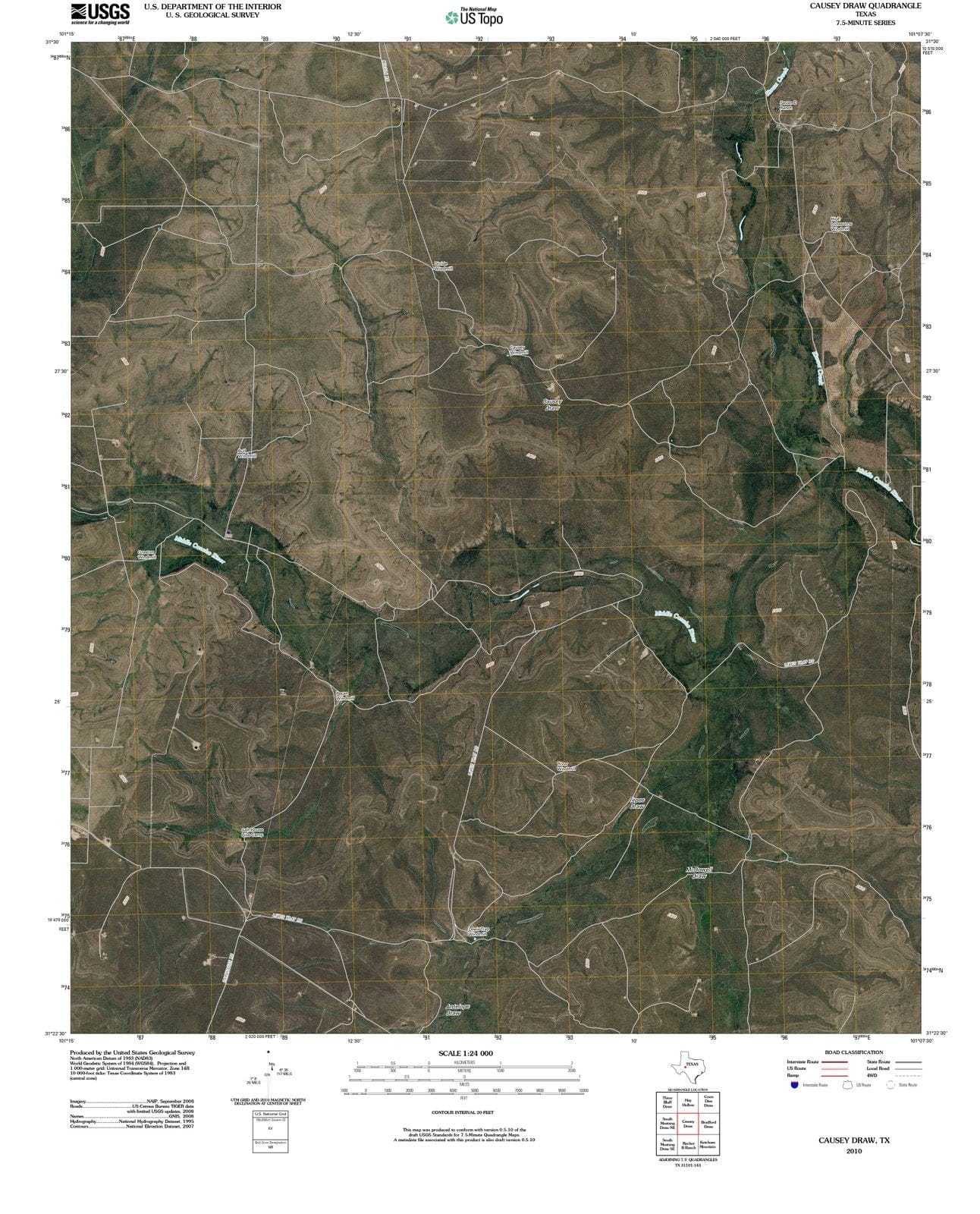 2010 Causeyraw, TX - Texas - USGS Topographic Map