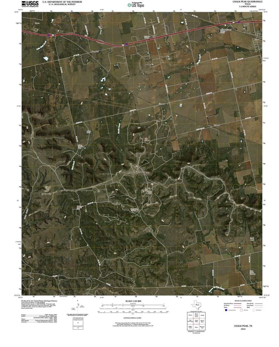 2010 Chalk Peak, TX - Texas - USGS Topographic Map