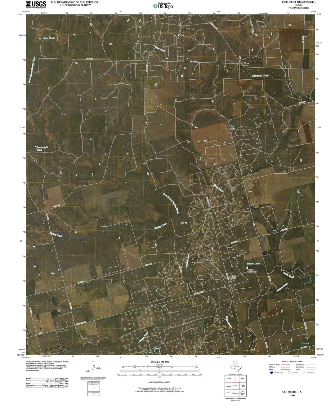 2010 Cuthbert, TX - Texas - USGS Topographic Map