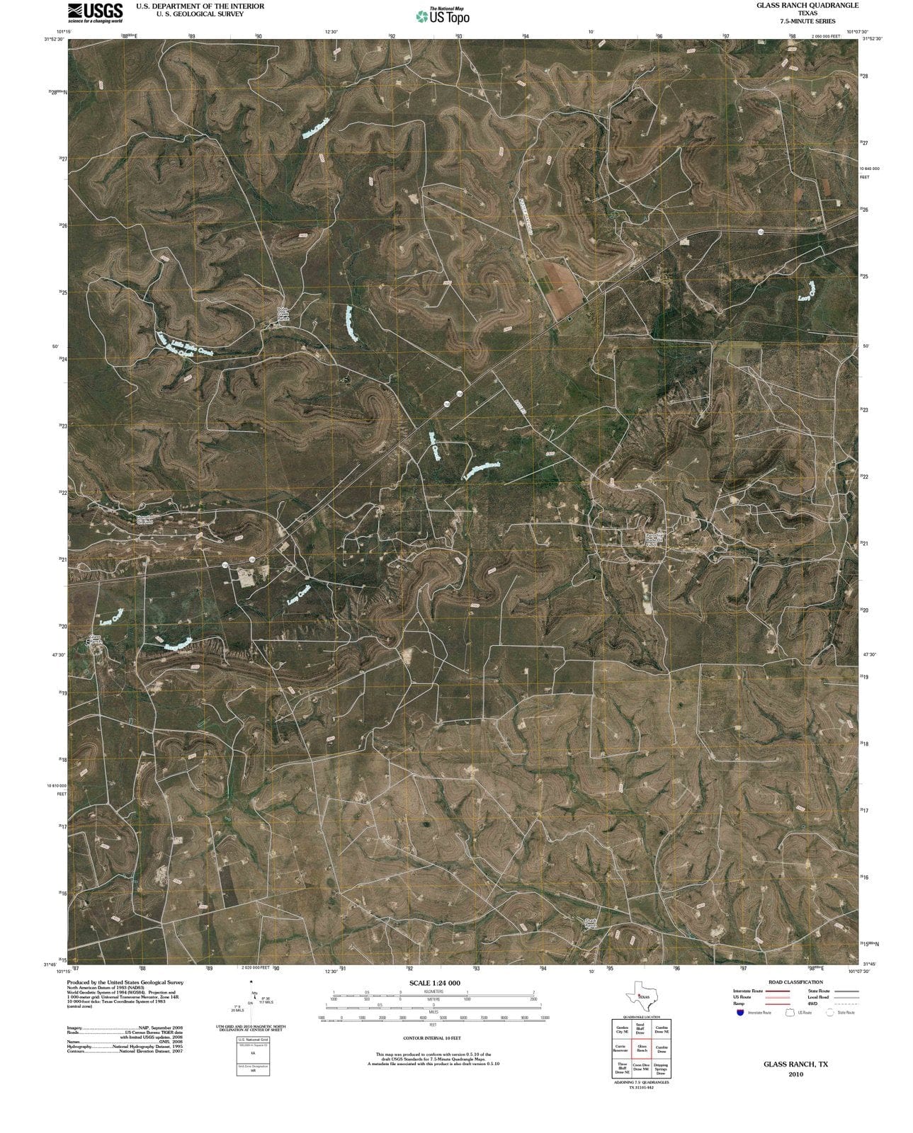 2010 Glass Ranch, TX - Texas - USGS Topographic Map