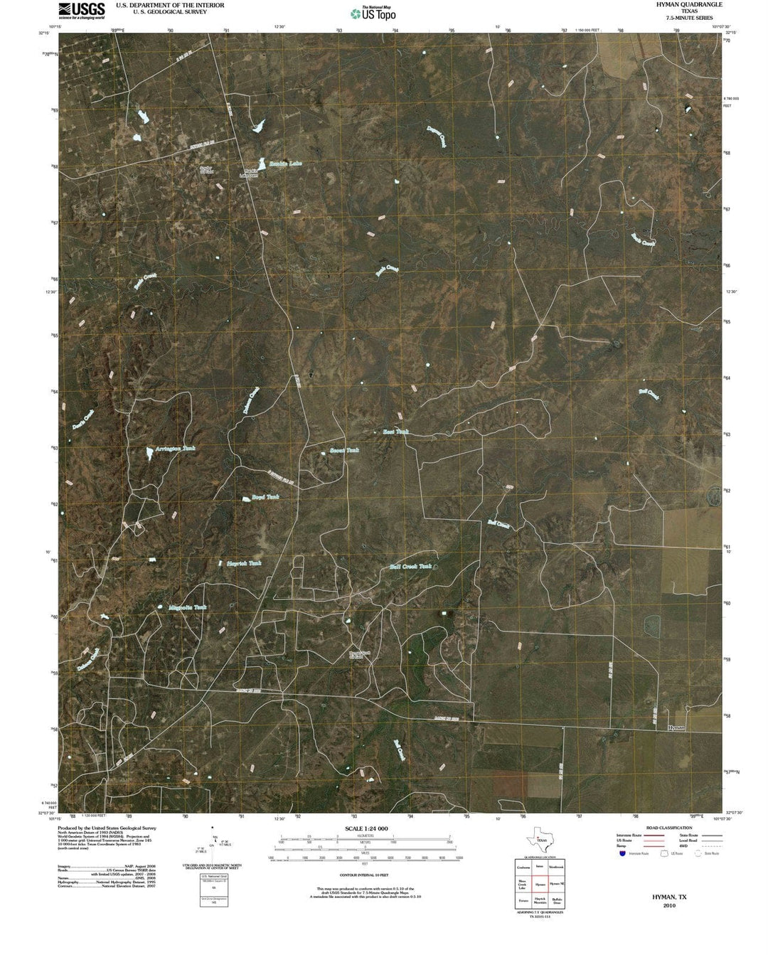 2010 Hyman, TX - Texas - USGS Topographic Map