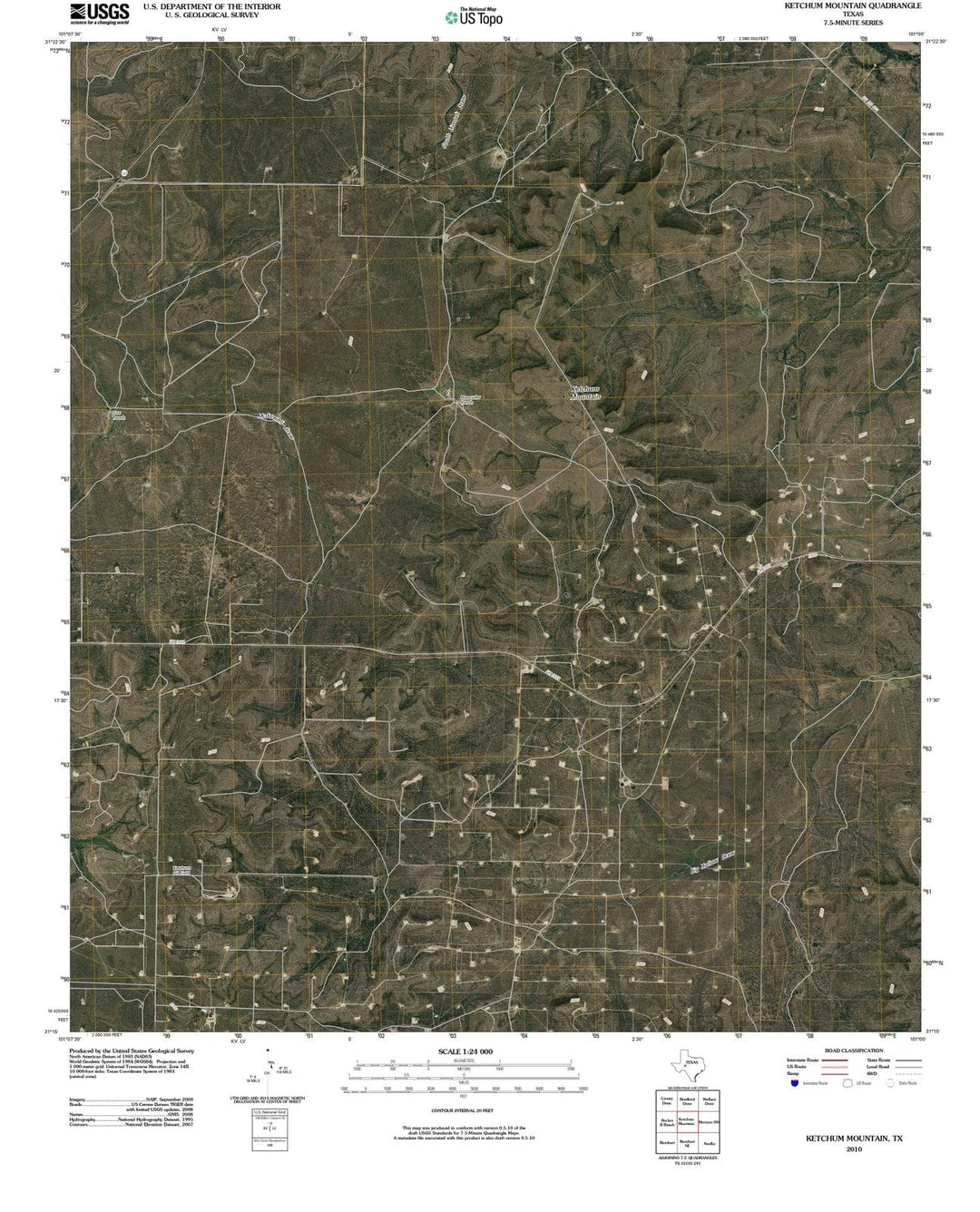 2010 Ketchum Mountain, TX - Texas - USGS Topographic Map