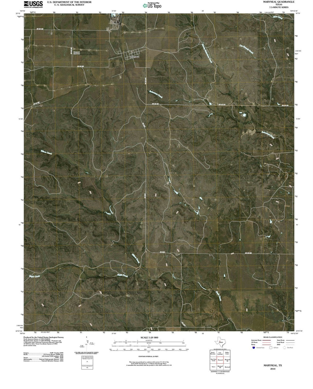 2010 Maryneal, TX - Texas - USGS Topographic Map