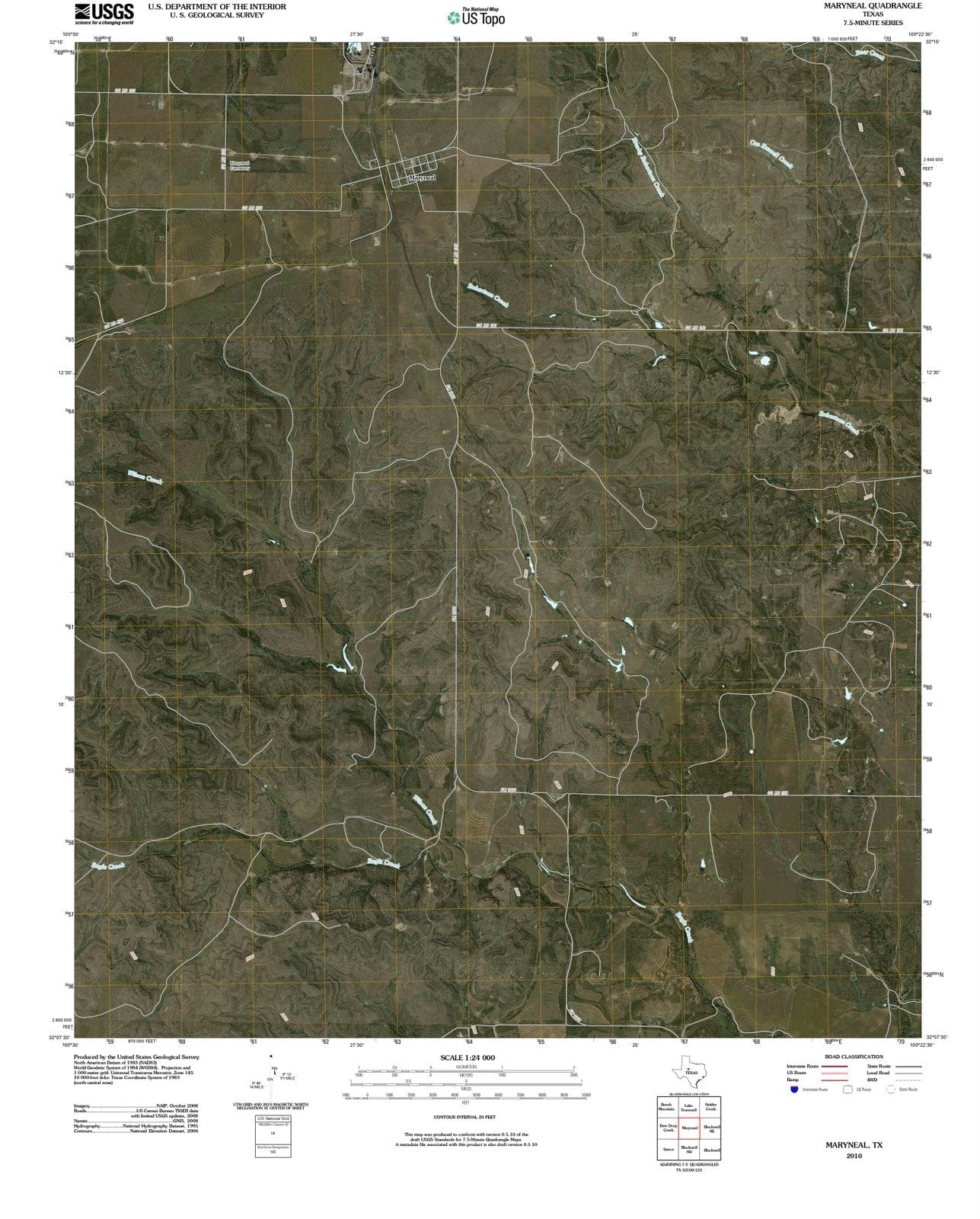 2010 Maryneal, TX - Texas - USGS Topographic Map