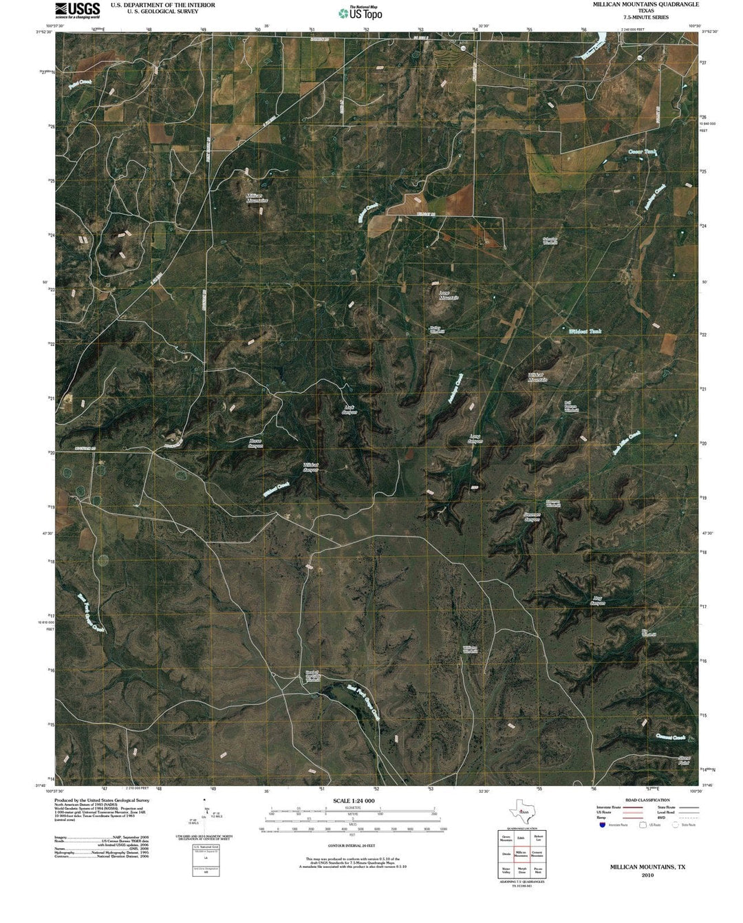 2010 Millican Mountains, TX - Texas - USGS Topographic Map