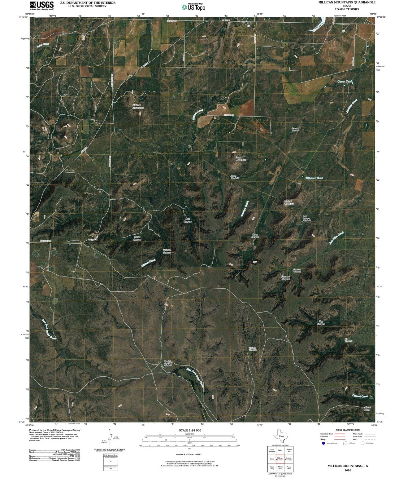 2010 Millican Mountains, TX - Texas - USGS Topographic Map
