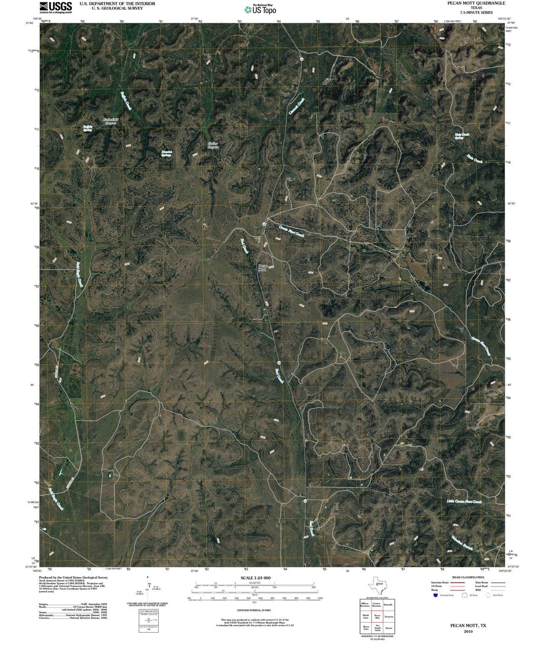 2010 Pecan Mott, TX - Texas - USGS Topographic Map