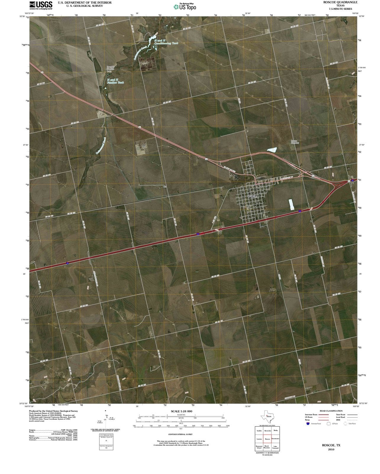 2010 Roscoe, TX - Texas - USGS Topographic Map