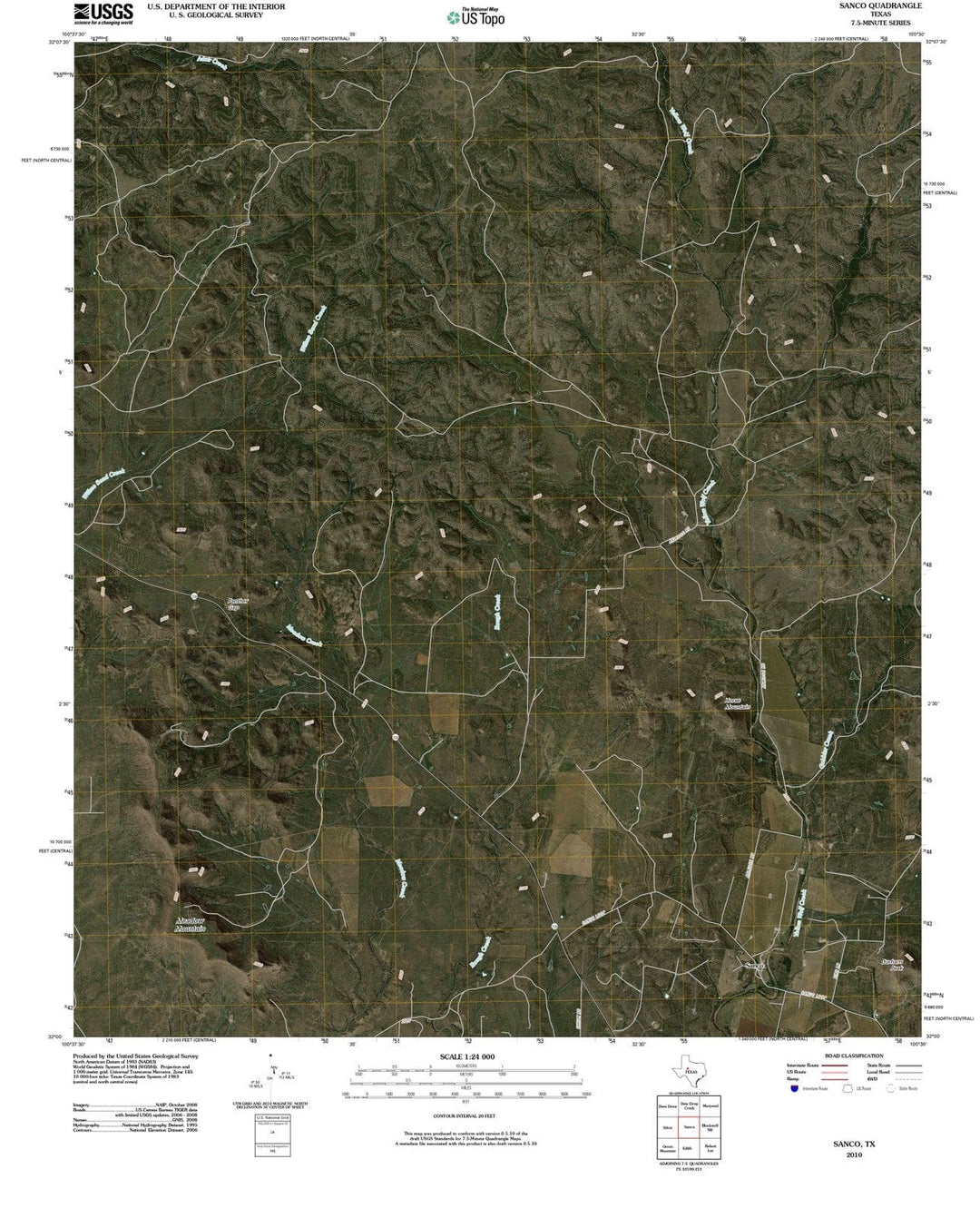 2010 Sanco, TX - Texas - USGS Topographic Map
