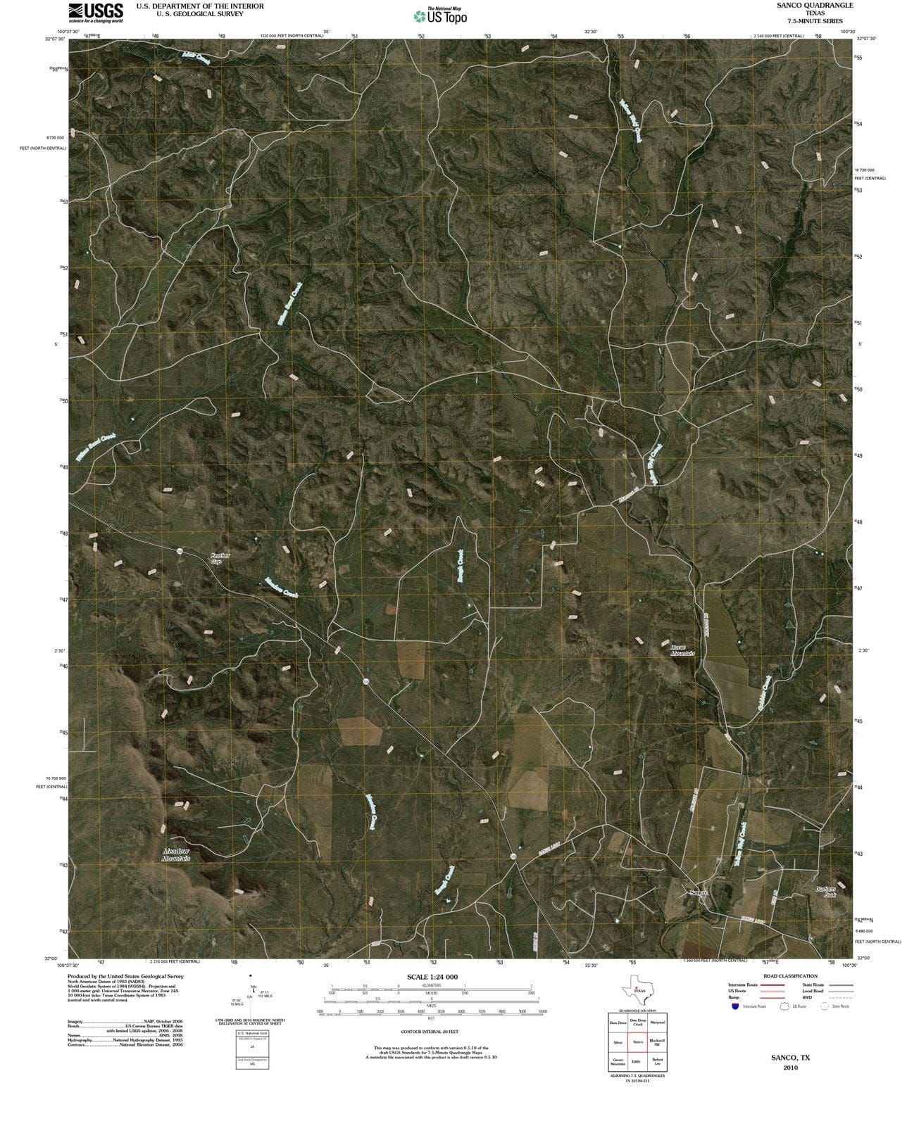 2010 Sanco, TX - Texas - USGS Topographic Map