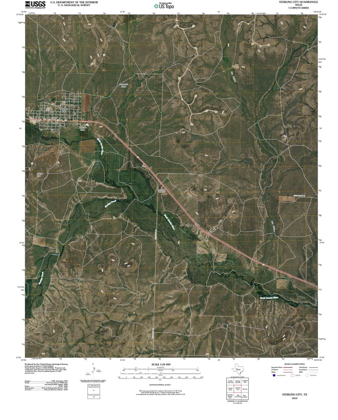 2010 Sterling City, TX - Texas - USGS Topographic Map