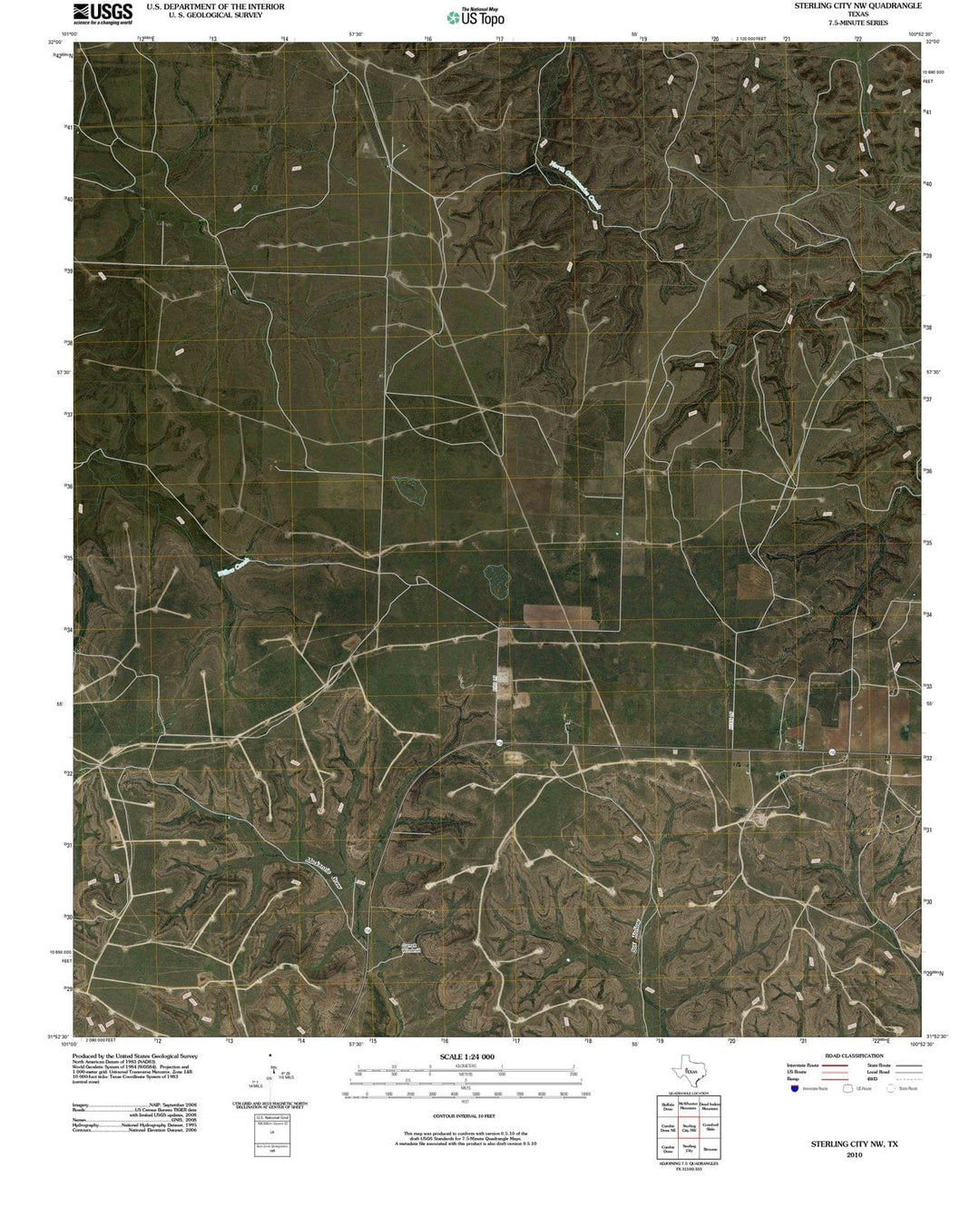 2010 Sterling City, TX - Texas - USGS Topographic Map