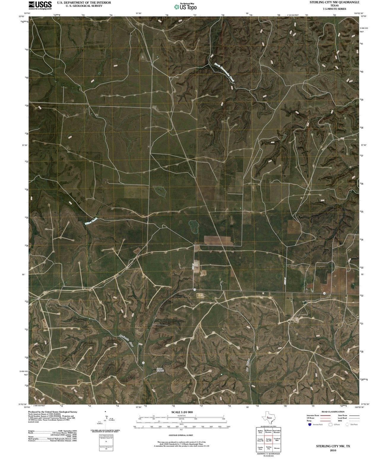 2010 Sterling City, TX - Texas - USGS Topographic Map