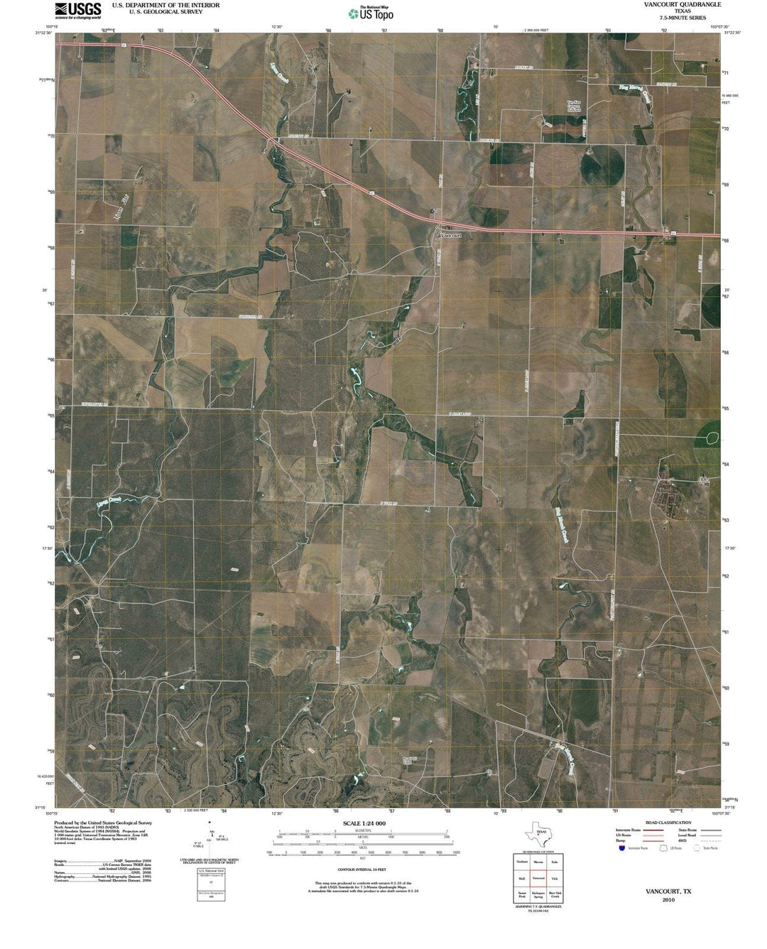2010 Vancourt, TX - Texas - USGS Topographic Map