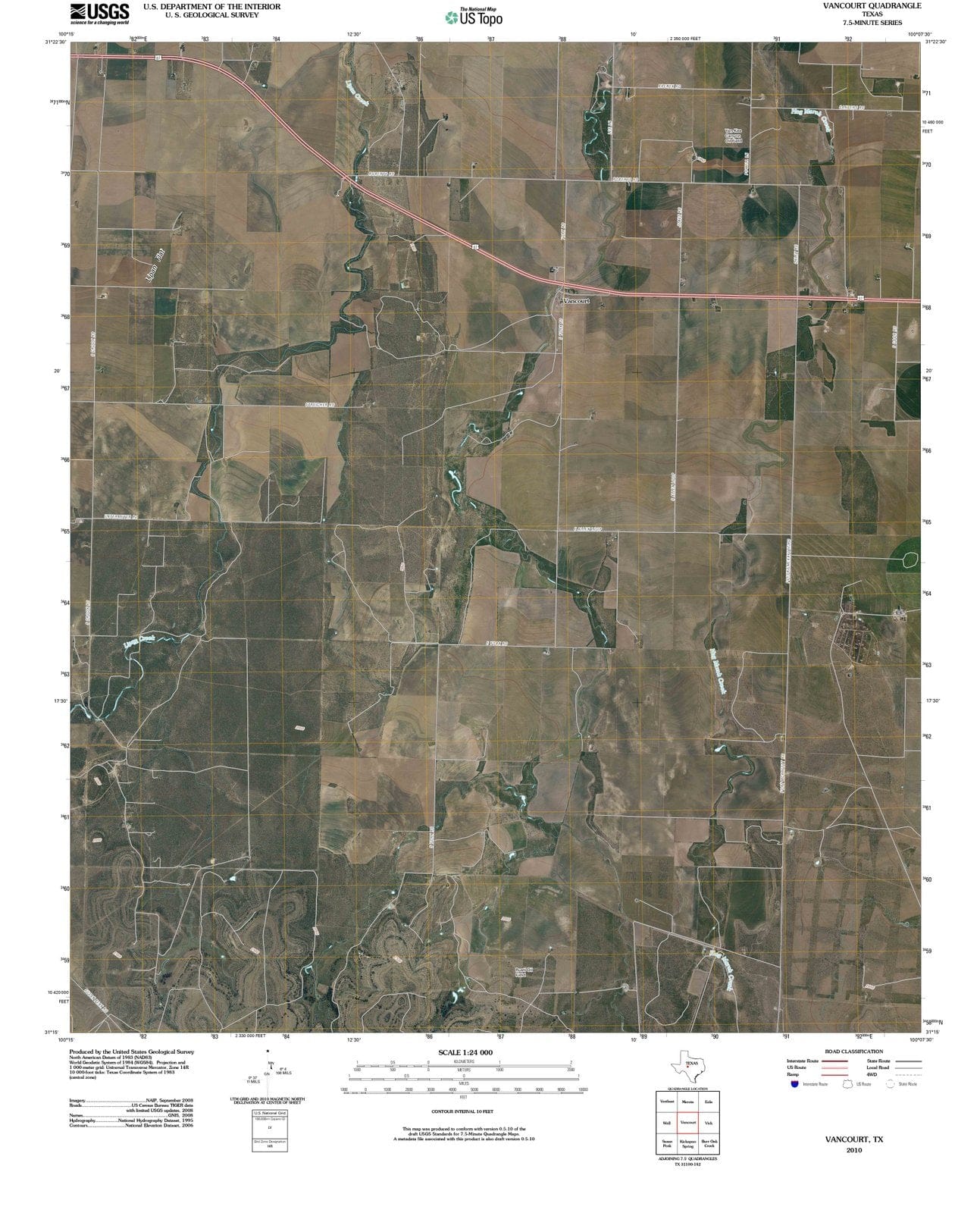 2010 Vancourt, TX - Texas - USGS Topographic Map
