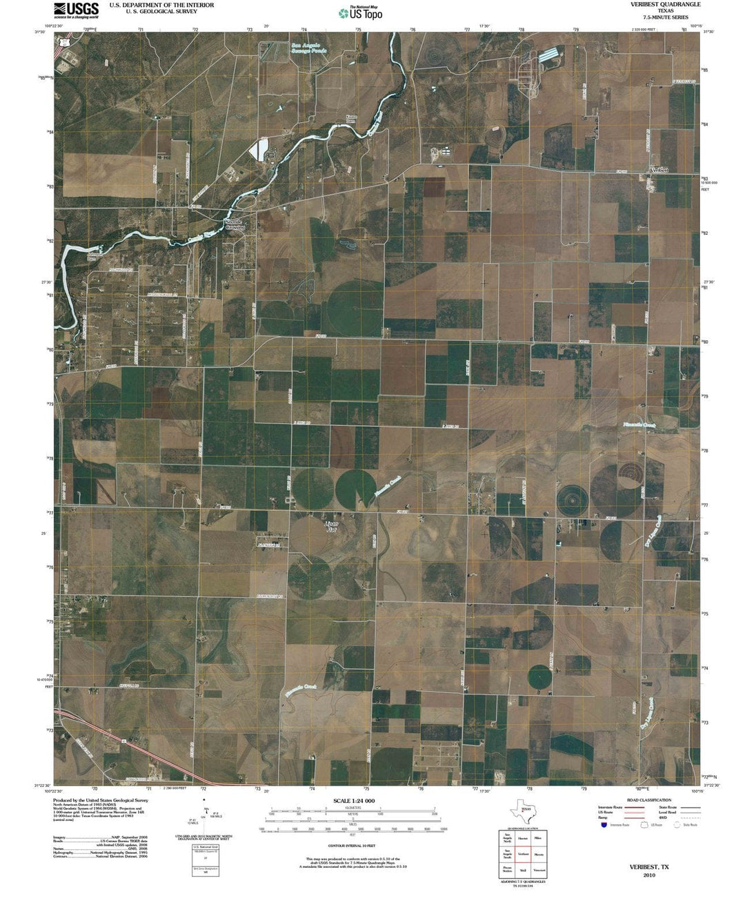 2010 Veribest, TX - Texas - USGS Topographic Map