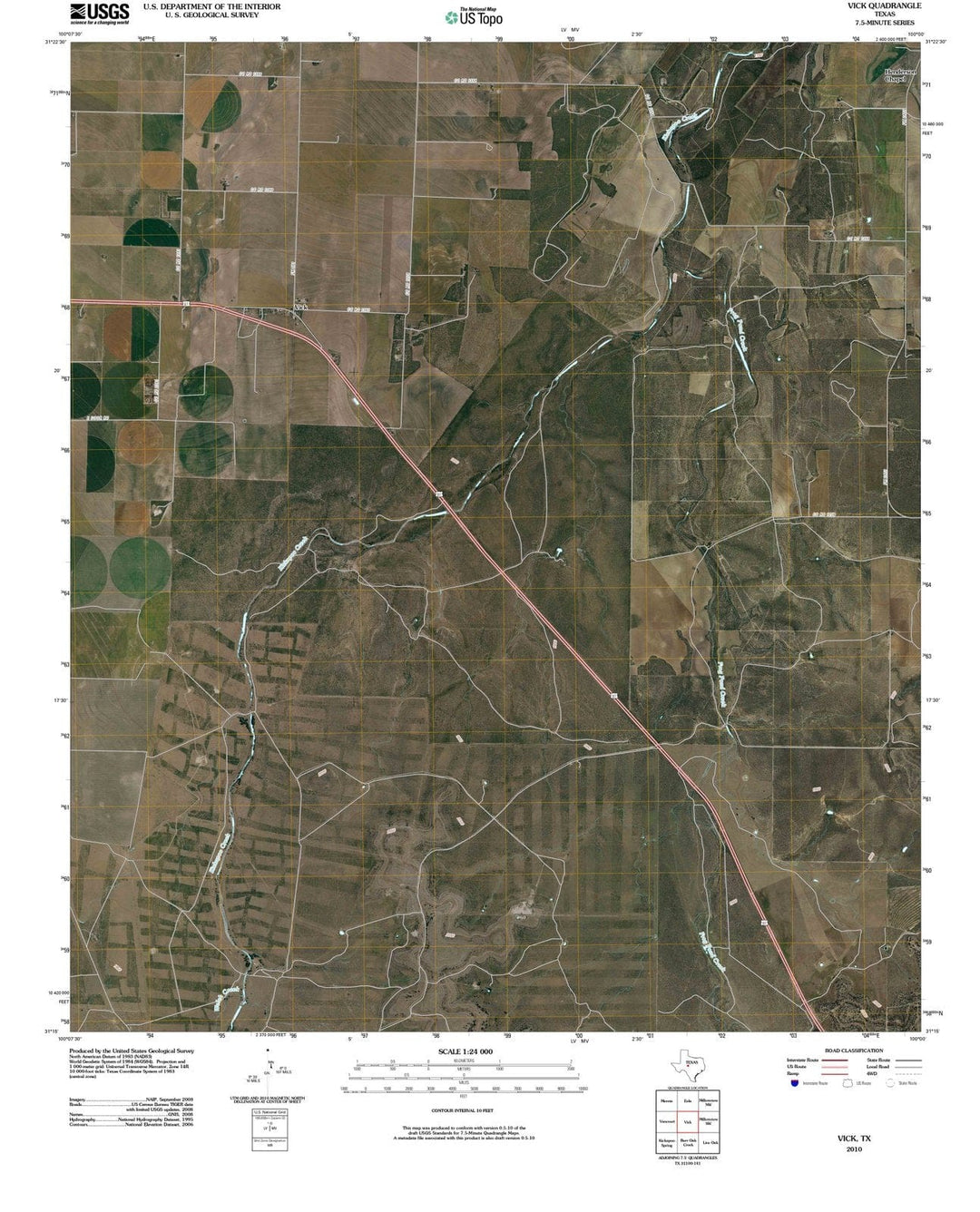 2010 Vick, TX - Texas - USGS Topographic Map