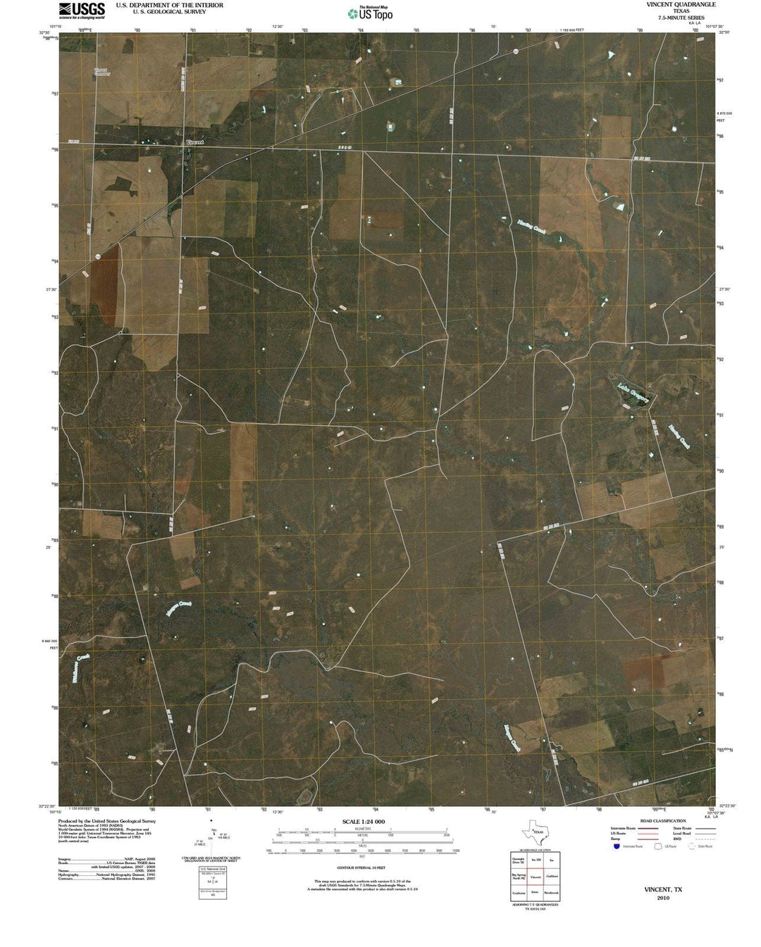 2010 Vincent, TX - Texas - USGS Topographic Map