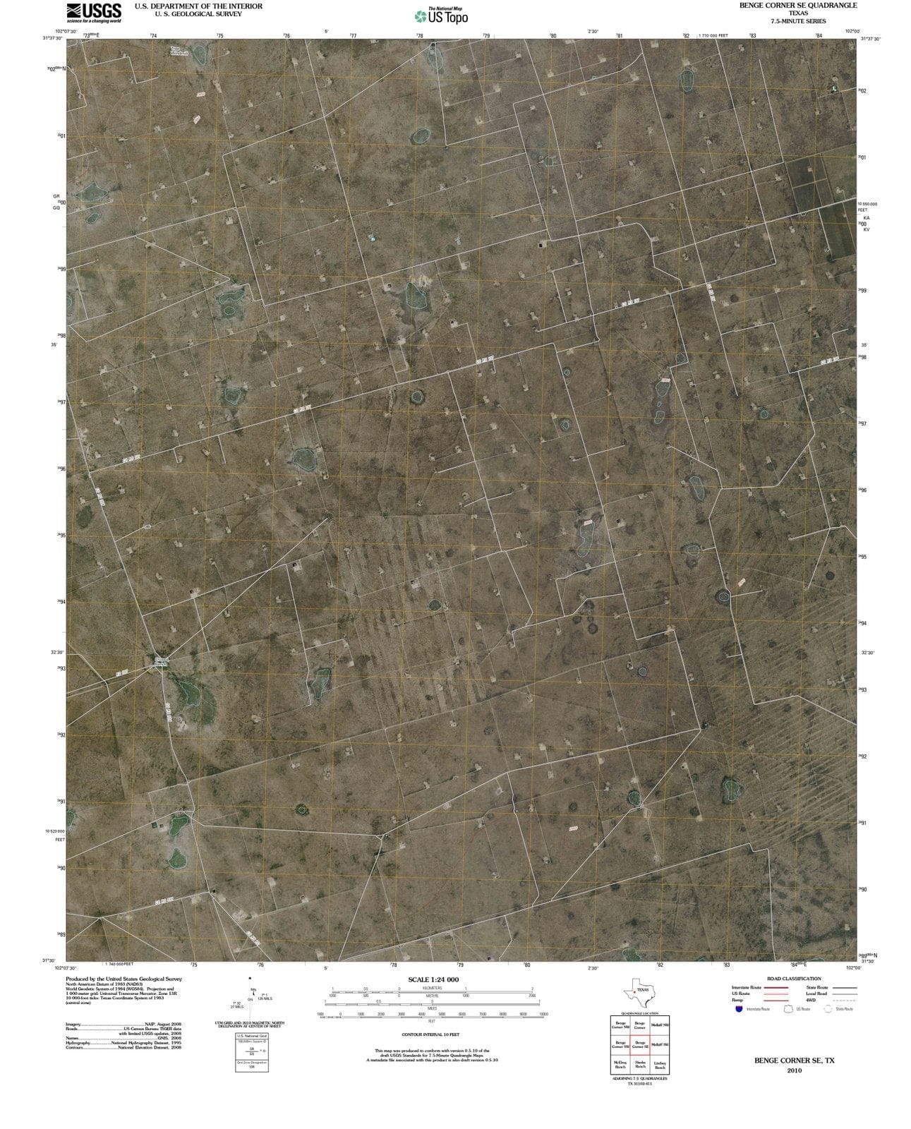 2010 Benge Corner, TX - Texas - USGS Topographic Map