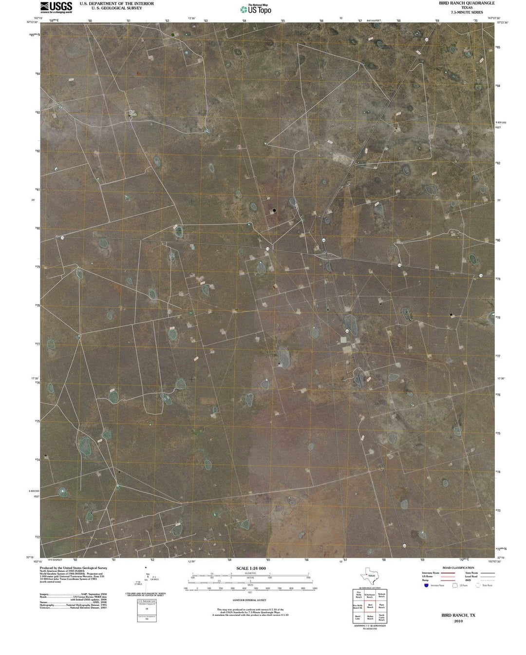 2010 Bird Ranch, TX - Texas - USGS Topographic Map