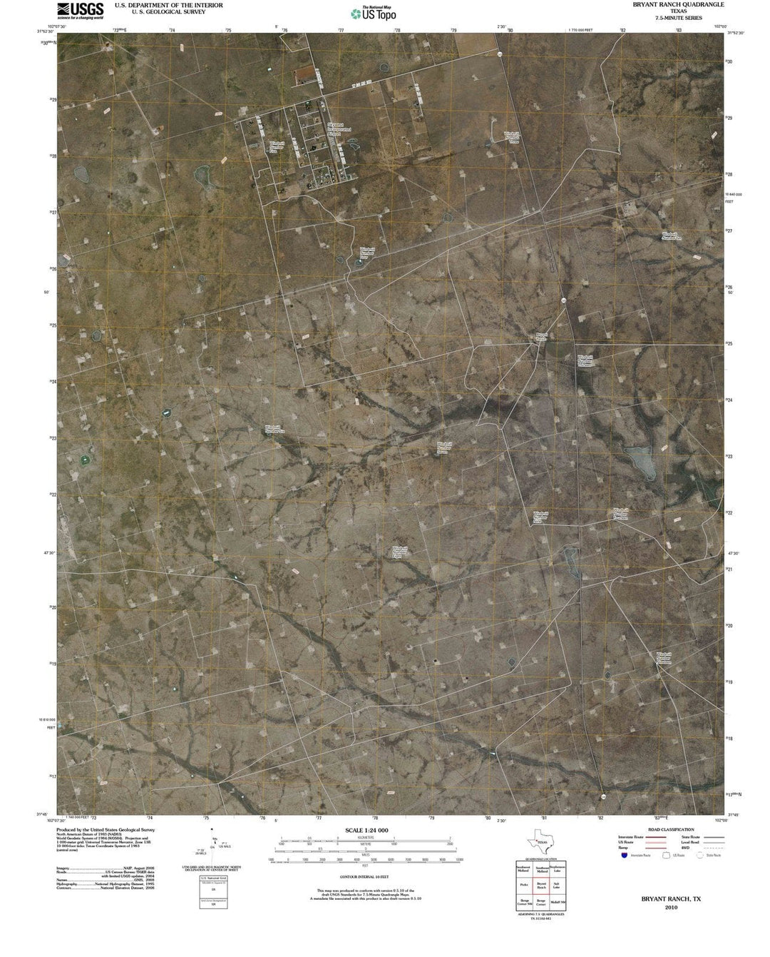 2010 Bryant Ranch, TX - Texas - USGS Topographic Map