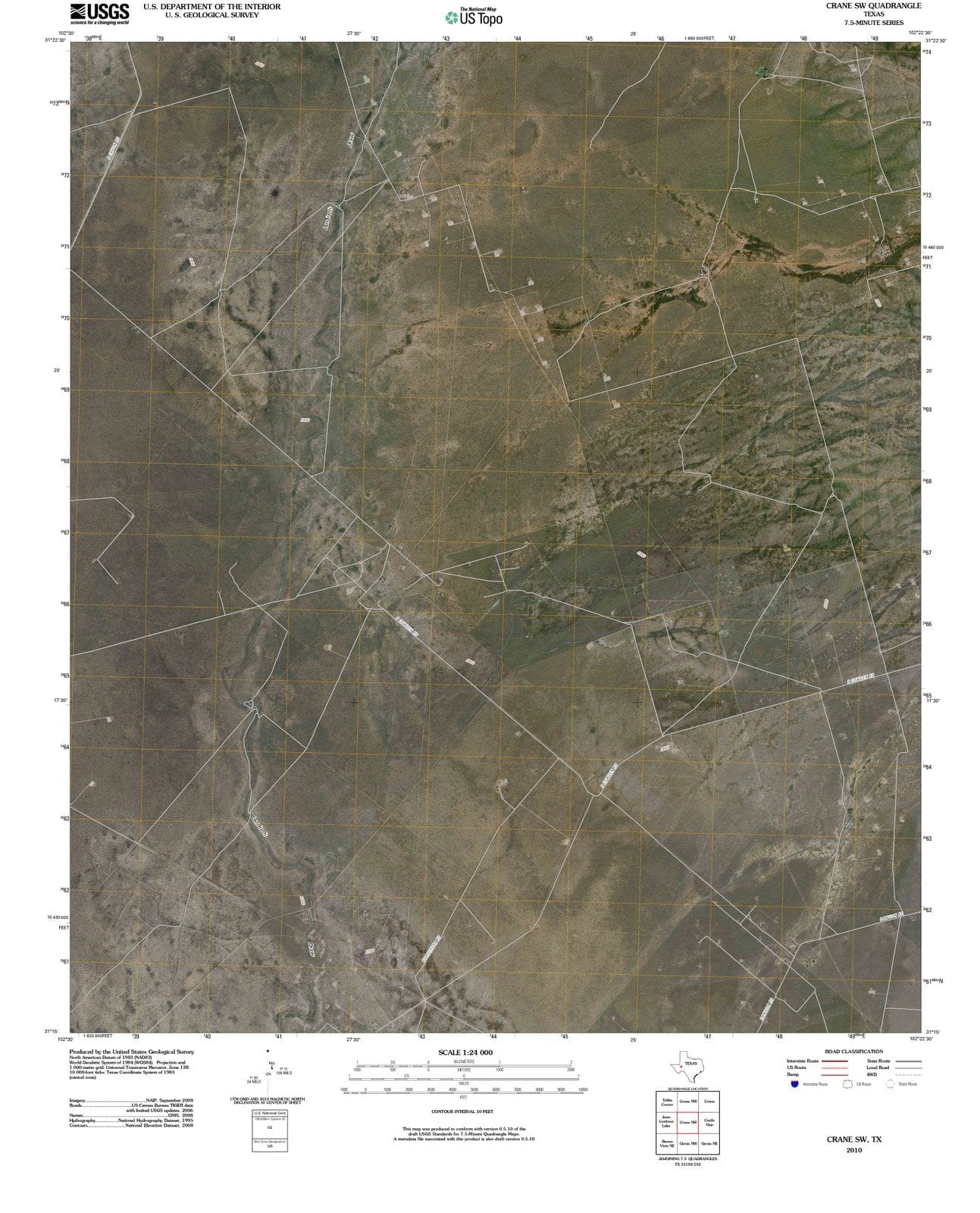 2010 Crane, TX - Texas - USGS Topographic Map