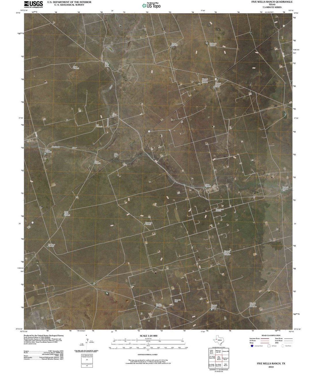 2010 Five Wells Ranch, TX - Texas - USGS Topographic Map