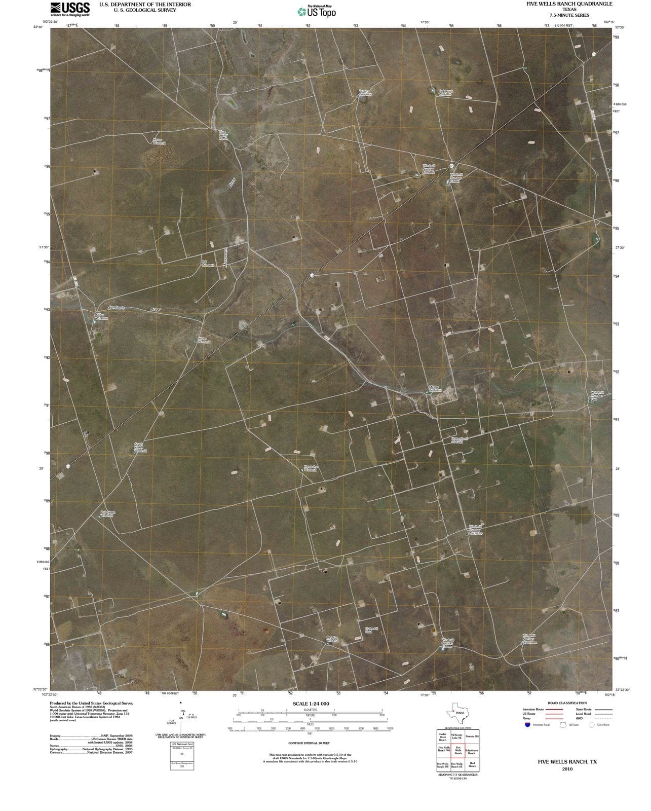 2010 Five Wells Ranch, TX - Texas - USGS Topographic Map