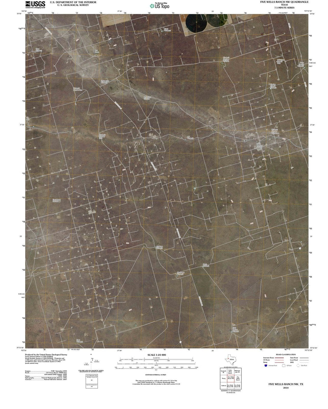 2010 Five Wells Ranch, TX - Texas - USGS Topographic Map