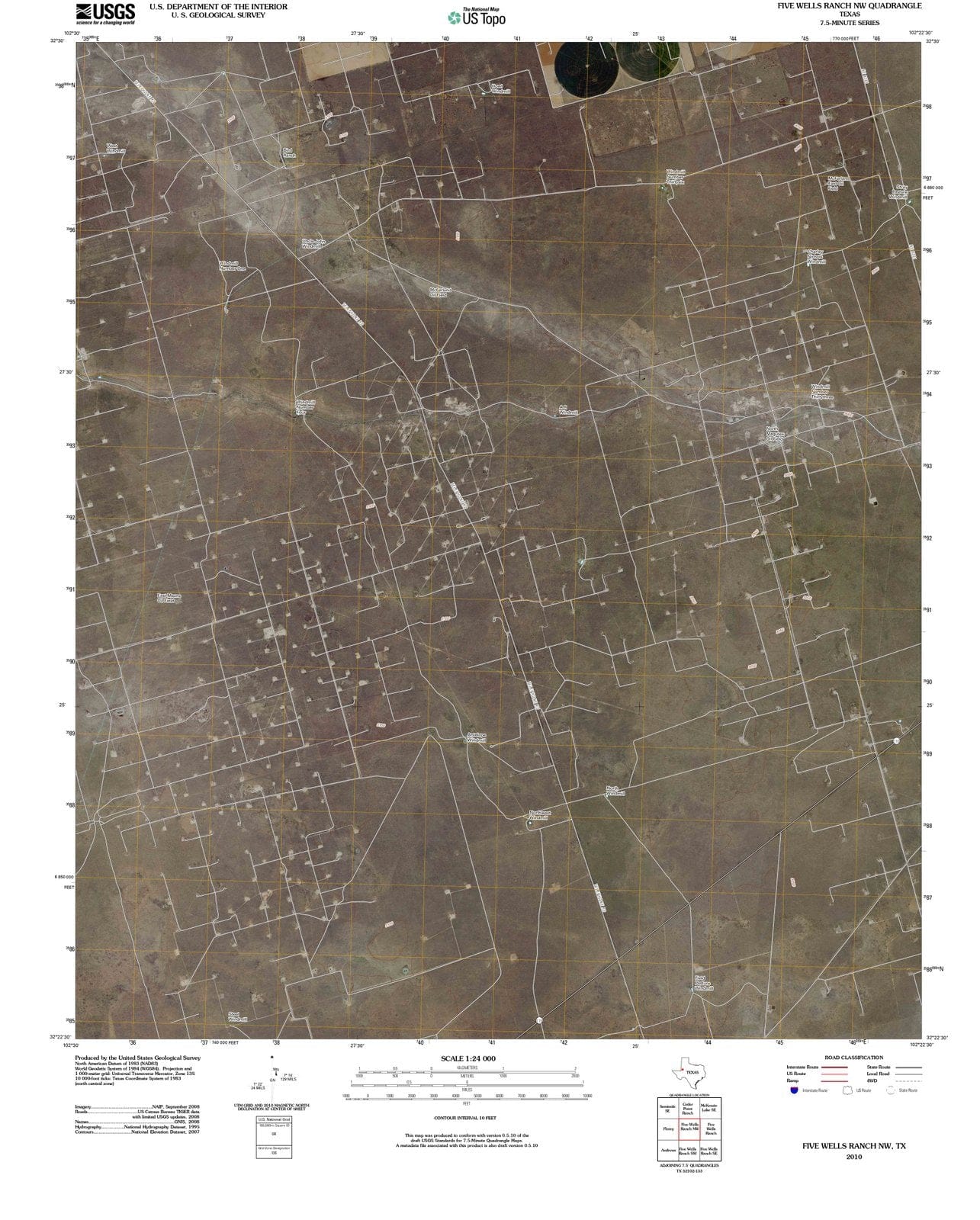 2010 Five Wells Ranch, TX - Texas - USGS Topographic Map