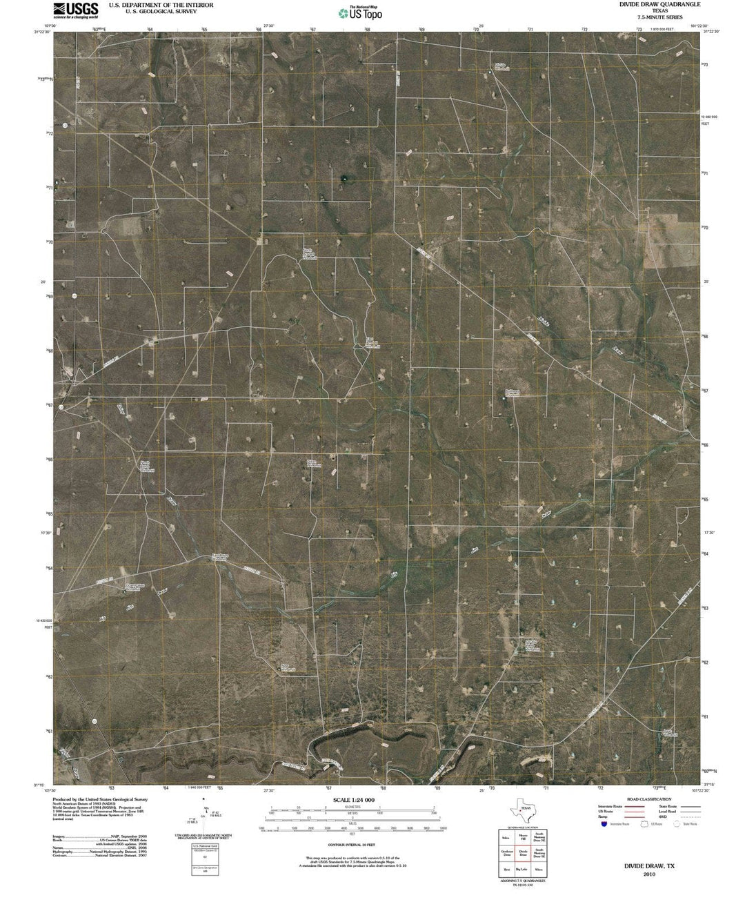 2010 Divideraw, TX - Texas - USGS Topographic Map