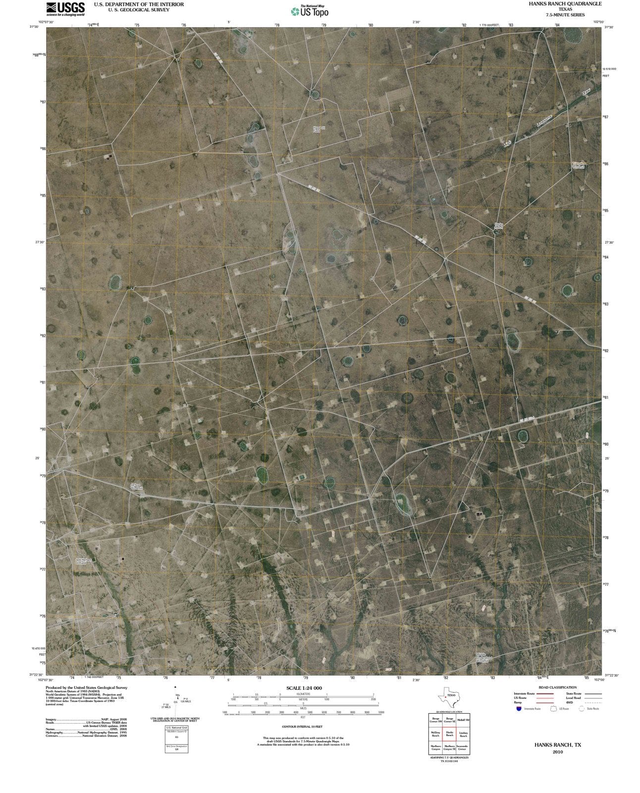 2010 Hanks Ranch, TX - Texas - USGS Topographic Map