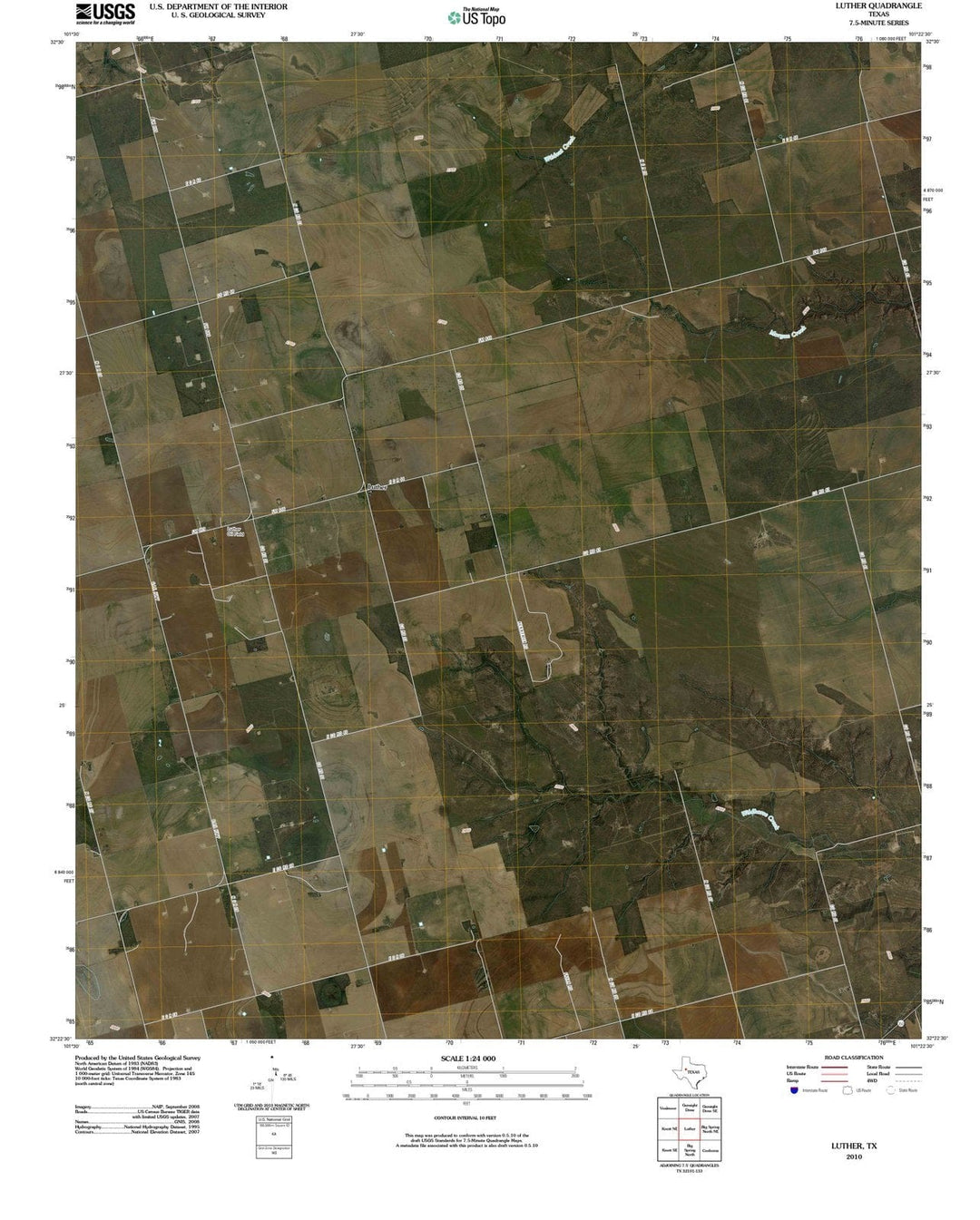 2010 Luther, TX - Texas - USGS Topographic Map