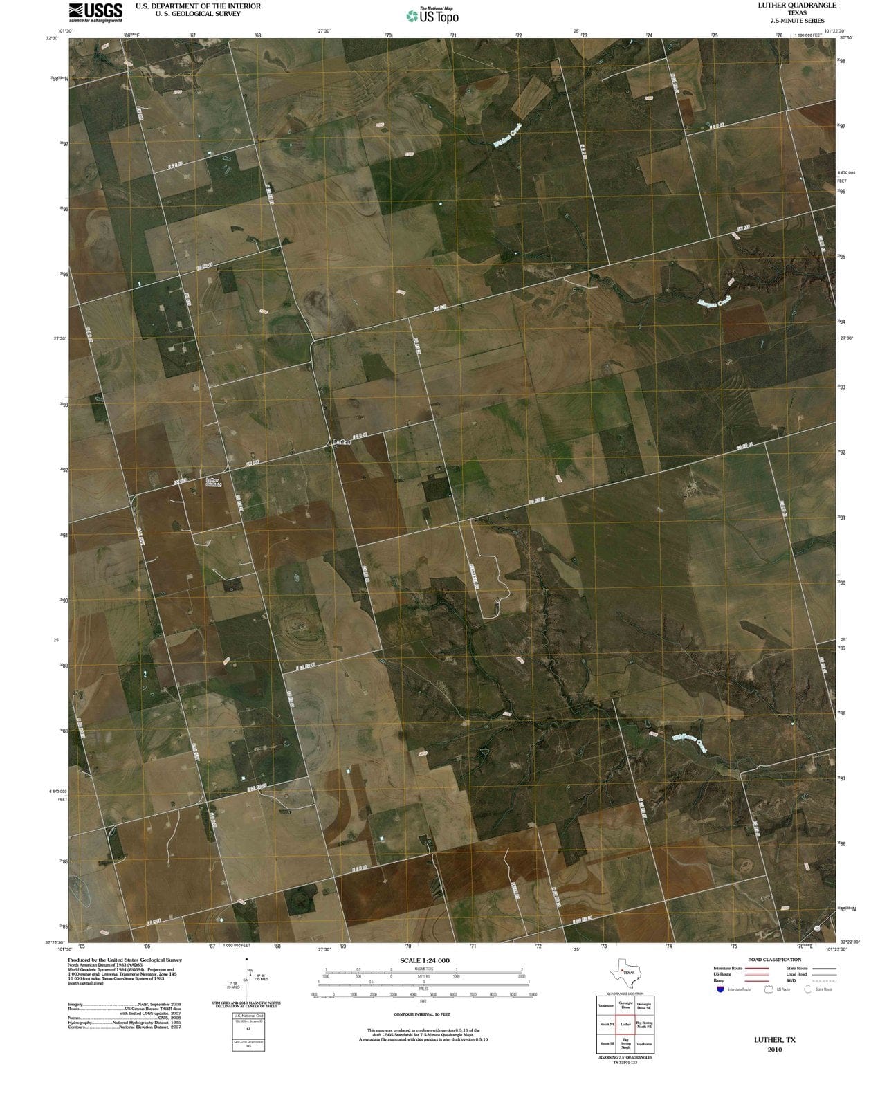2010 Luther, TX - Texas - USGS Topographic Map
