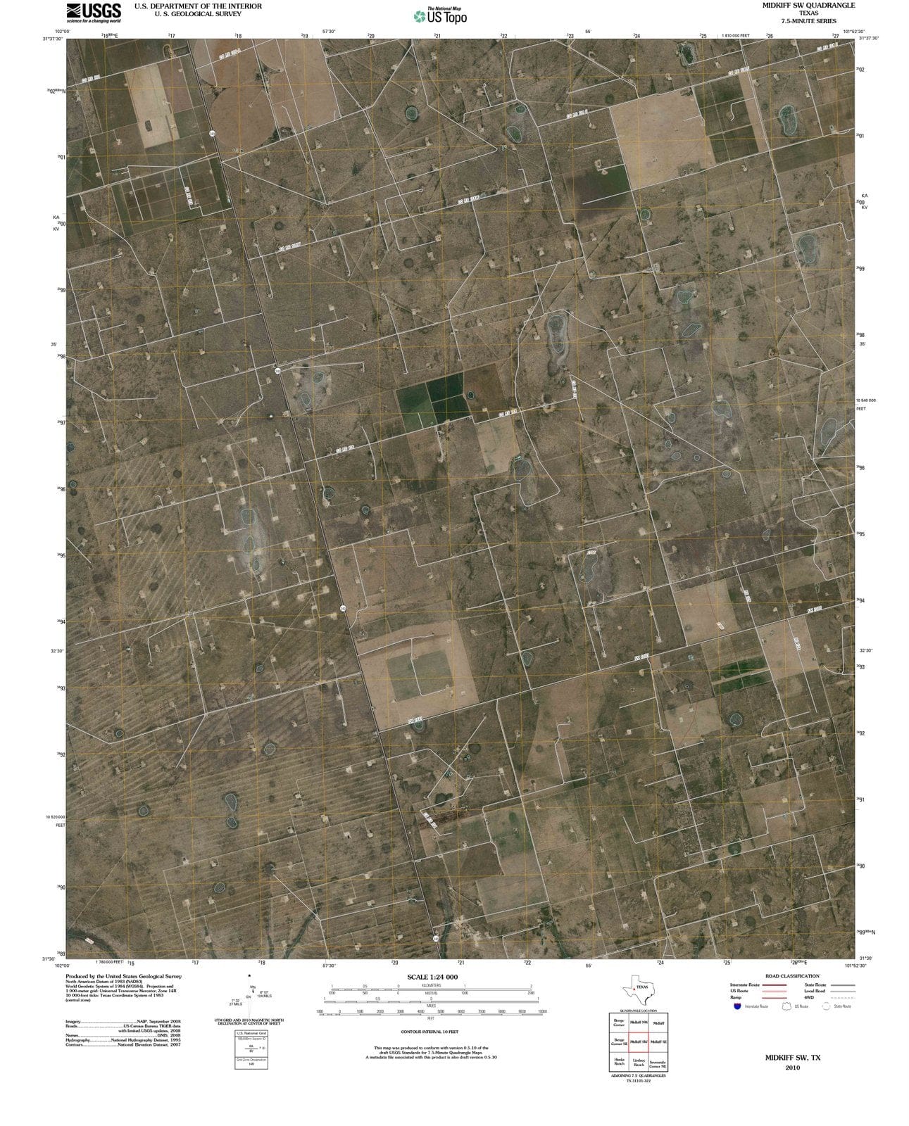 2010 Midkiff, TX - Texas - USGS Topographic Map