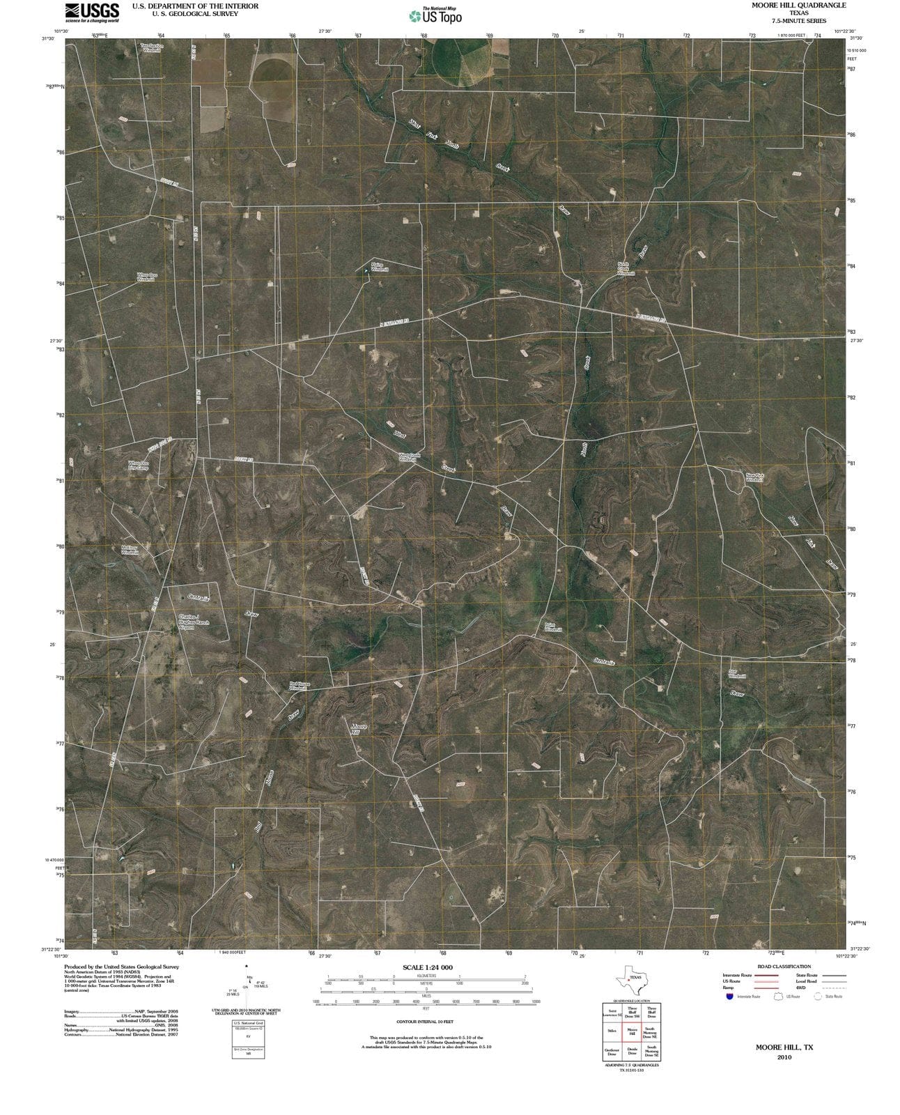2010 Moore Hill, TX - Texas - USGS Topographic Map