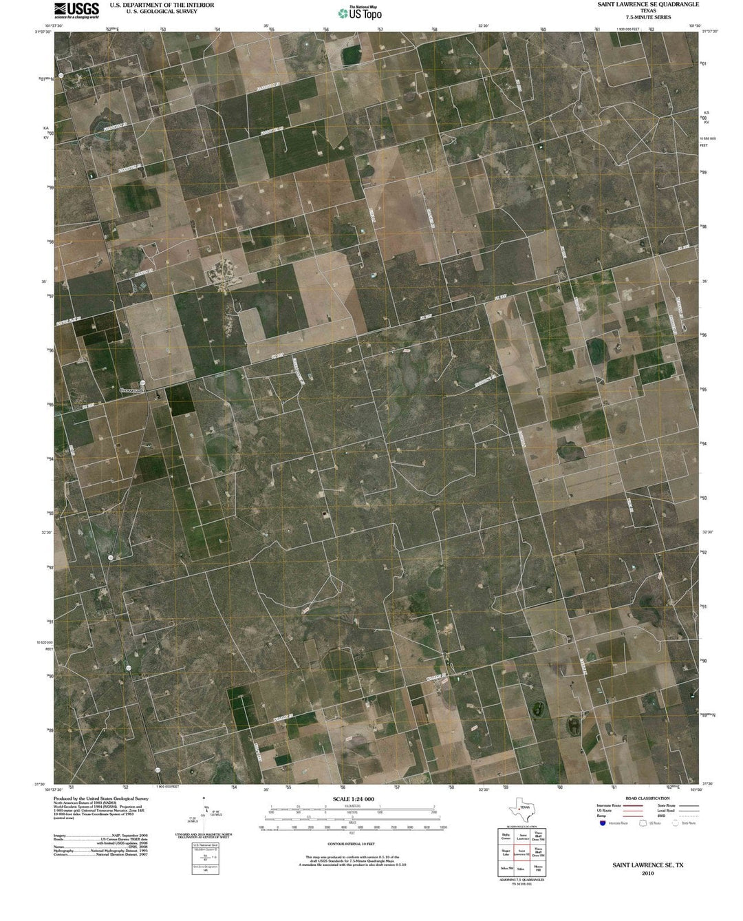2010 Saint Lawrence, TX - Texas - USGS Topographic Map