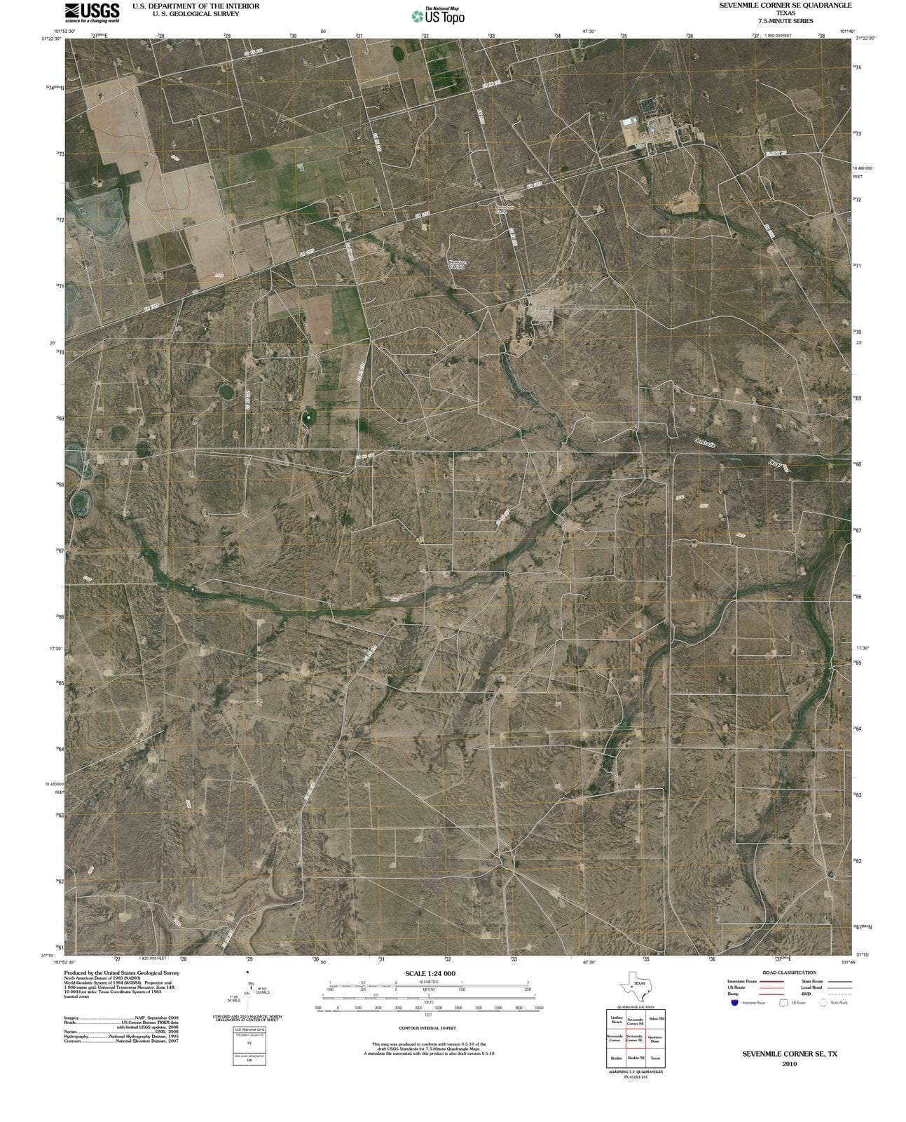 2010 Sevenmile Corner, TX - Texas - USGS Topographic Map