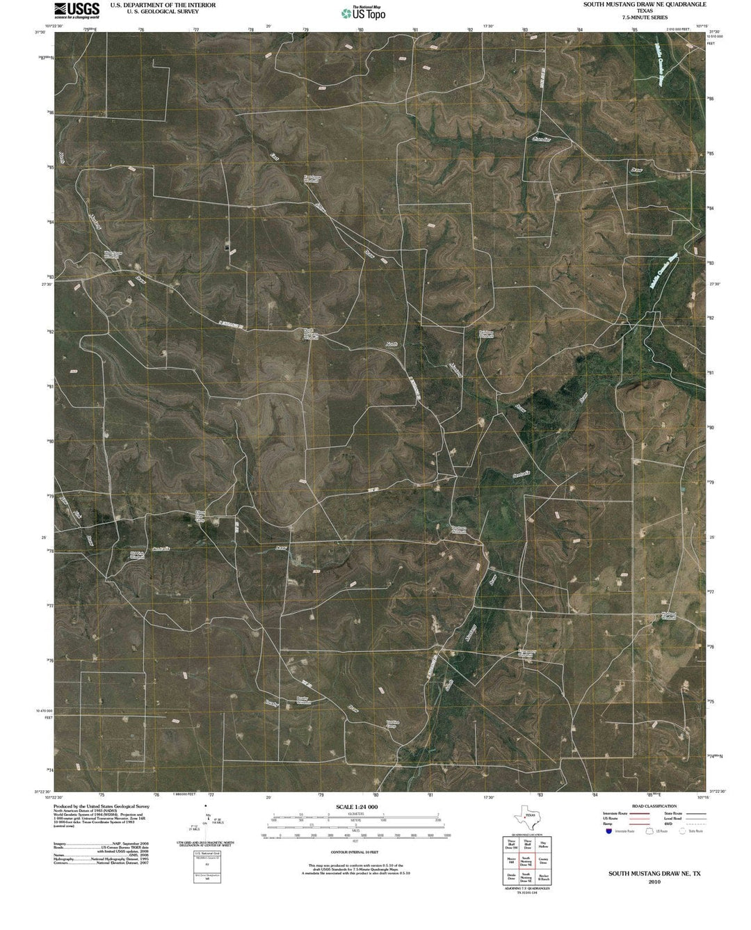 2010 South Mustangraw, TX - Texas - USGS Topographic Map