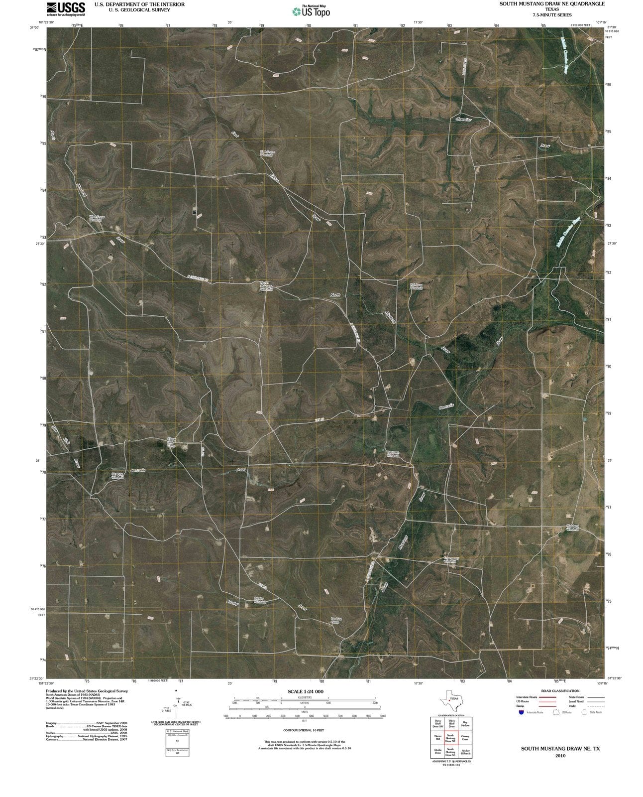 2010 South Mustangraw, TX - Texas - USGS Topographic Map