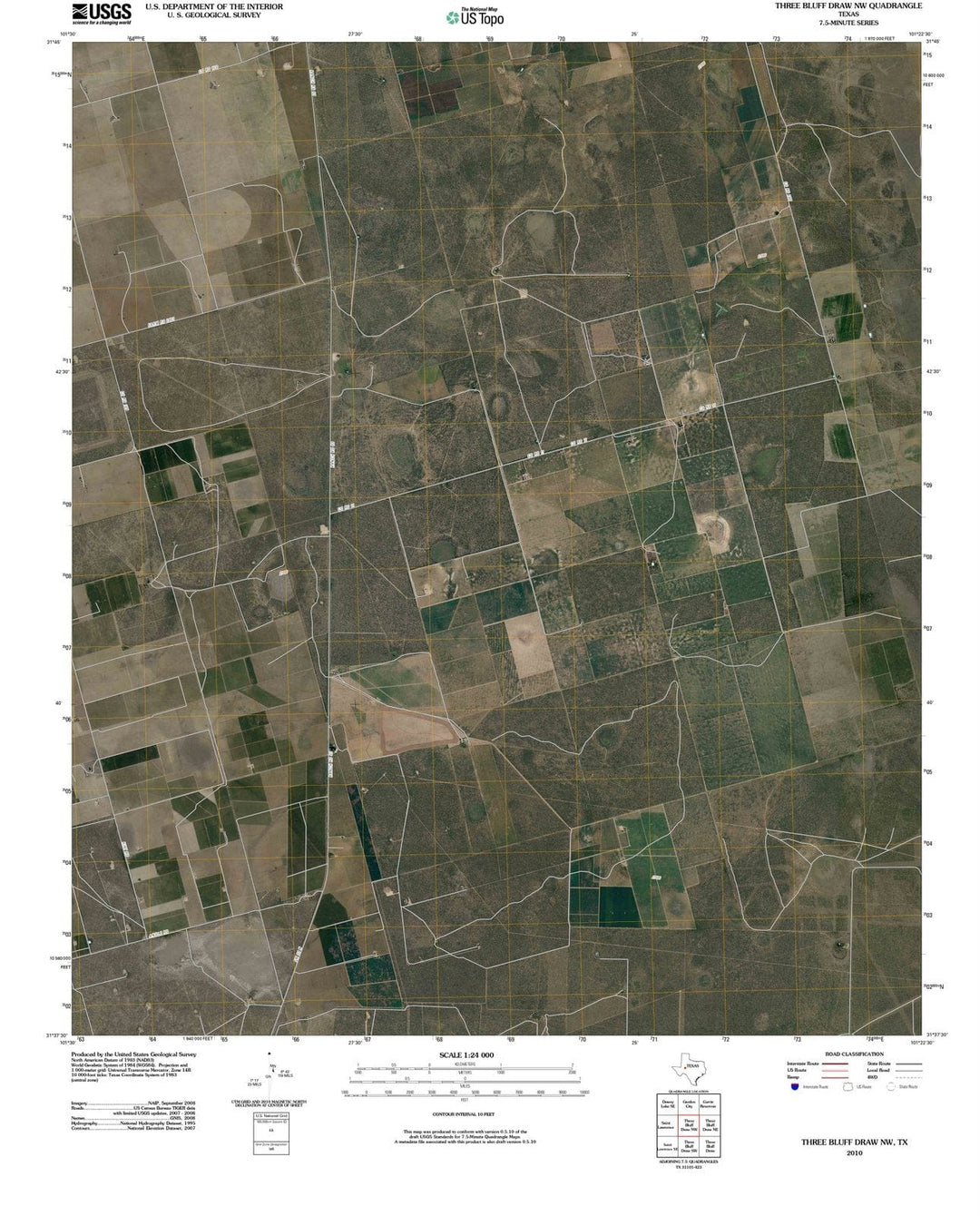 2010 Three Bluff Draw, TX - Texas - USGS Topographic Map