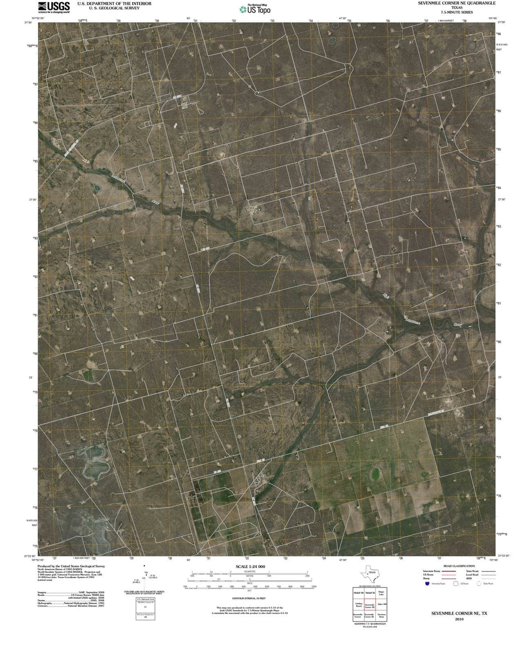 2010 Sevenmile Corner, TX - Texas - USGS Topographic Map