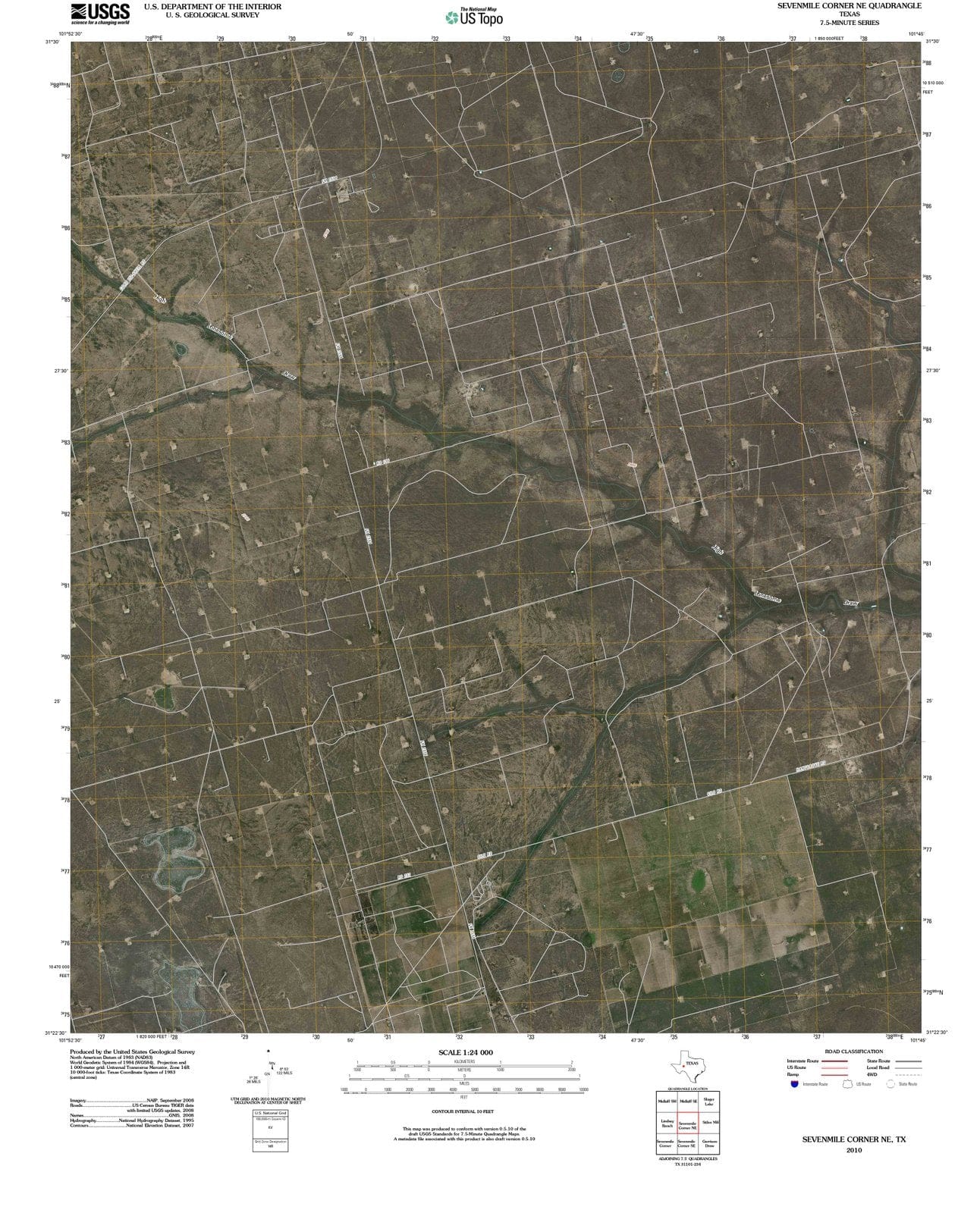 2010 Sevenmile Corner, TX - Texas - USGS Topographic Map