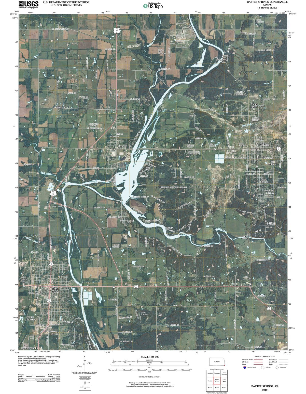2010 Baxter Springs, KS - Kansas - USGS Topographic Map