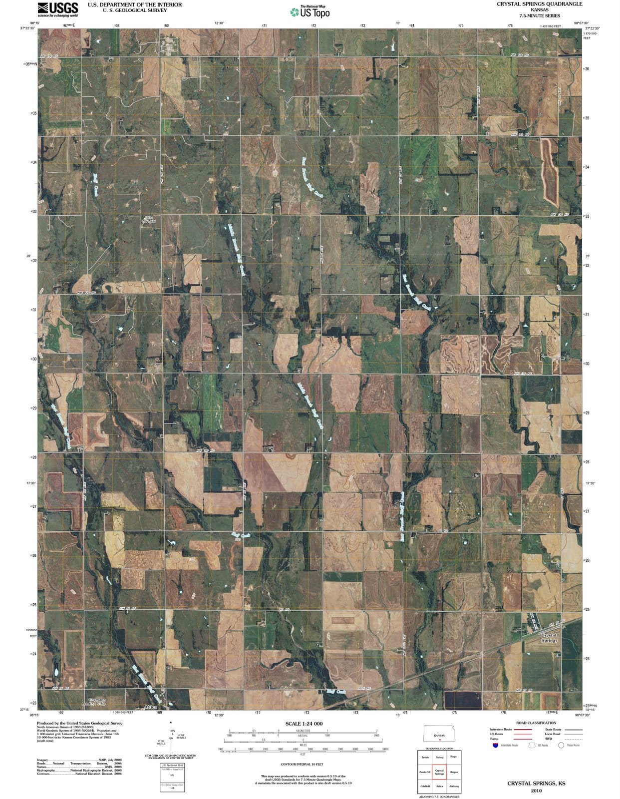 2010 Crystal Springs, KS - Kansas - USGS Topographic Map