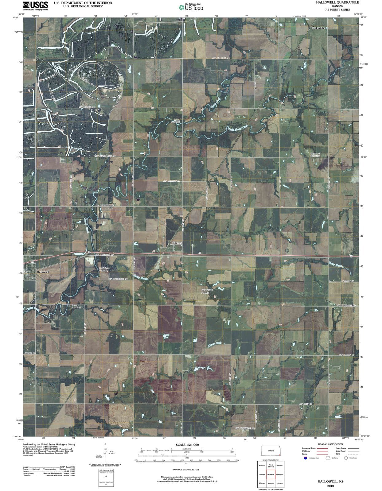 2010 Hallowell, KS - Kansas - USGS Topographic Map