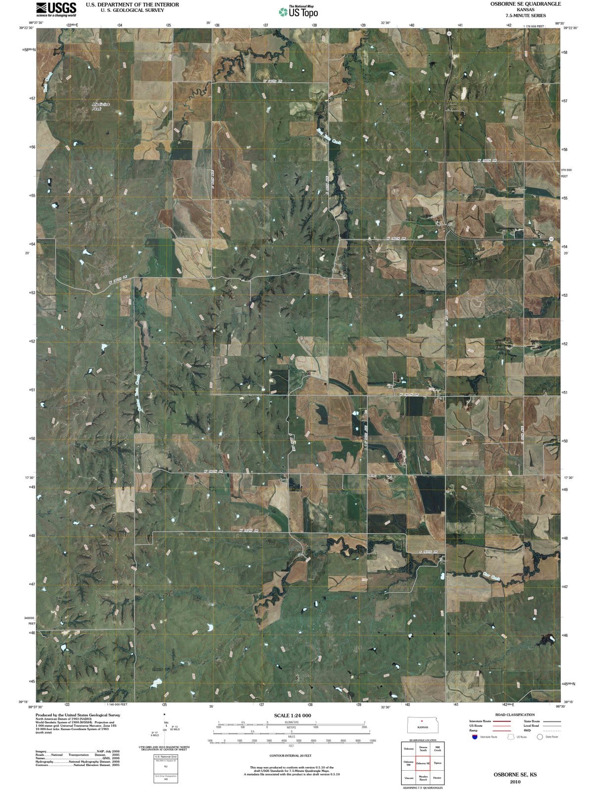 2010 Osborne, KS - Kansas - USGS Topographic Map