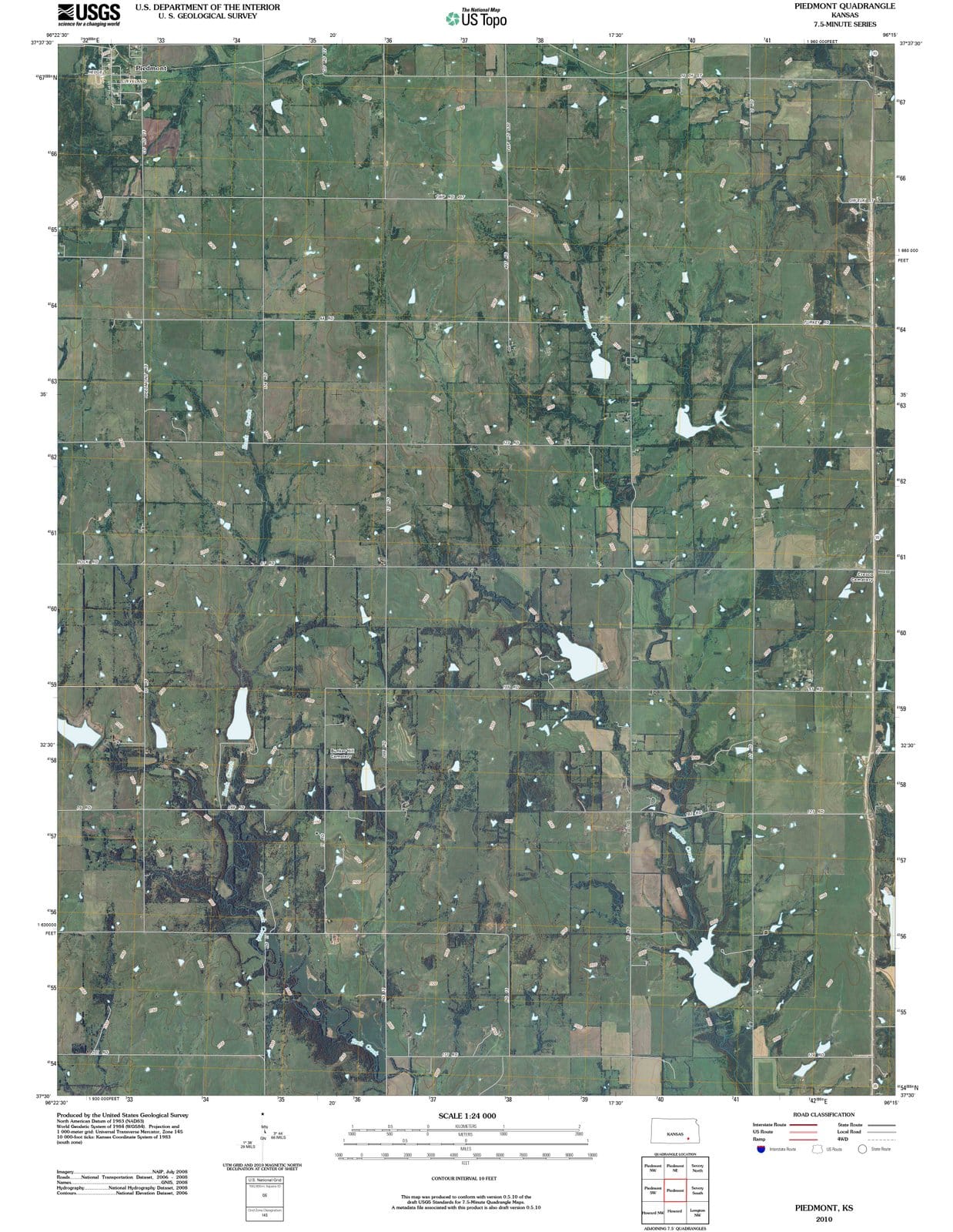 2010 Piedmont, KS - Kansas - USGS Topographic Map