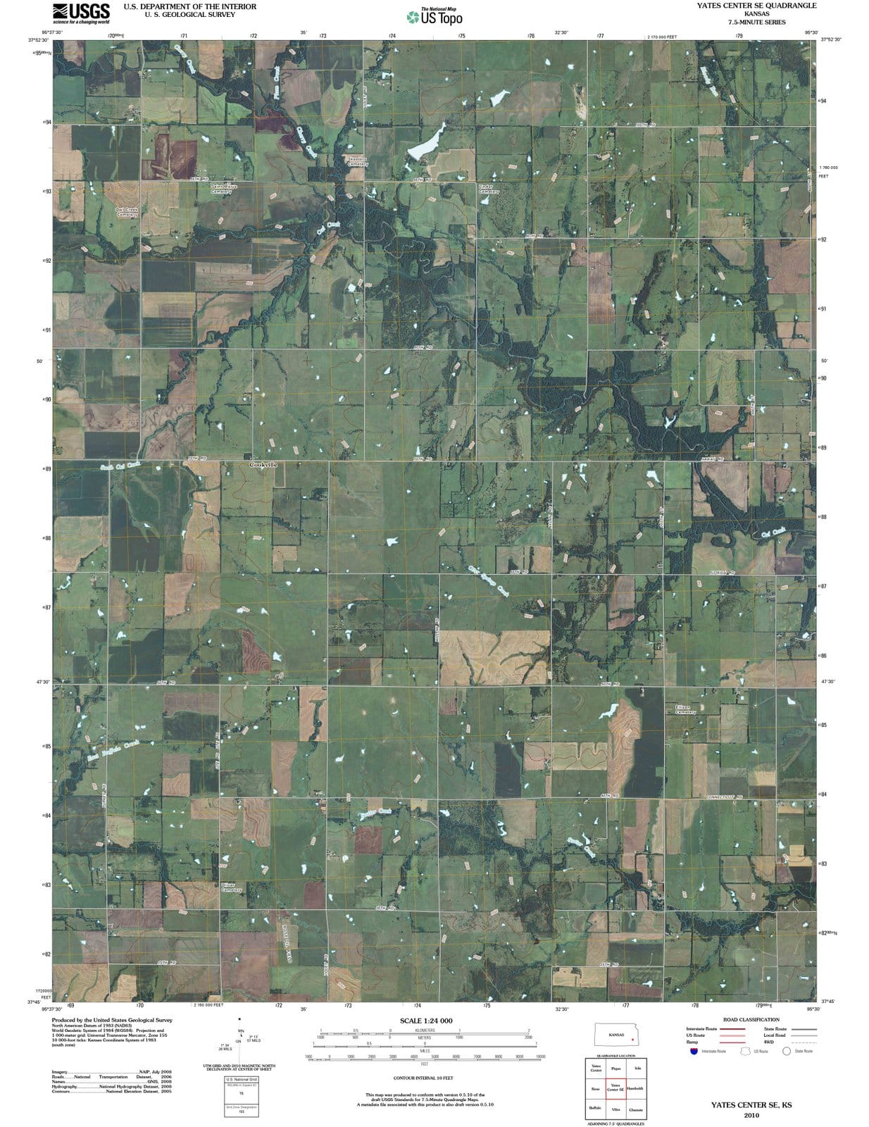 2010 Yates Center, KS - Kansas - USGS Topographic Map