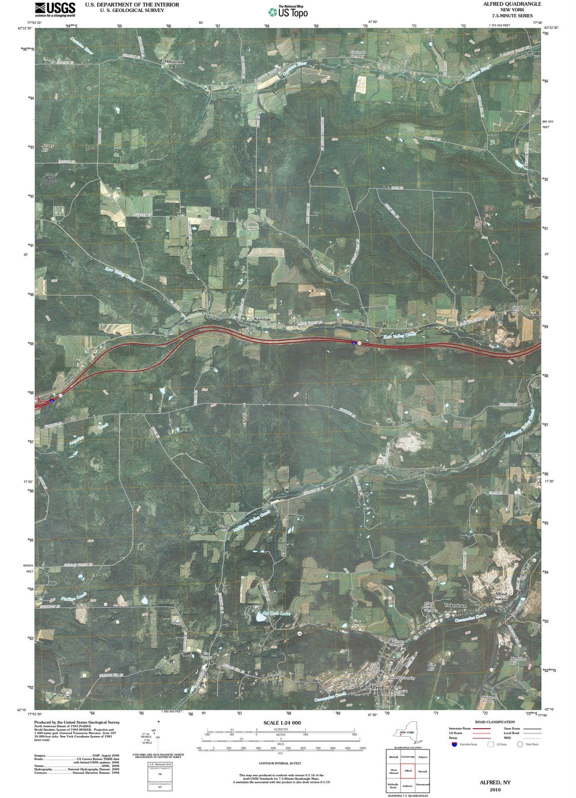 2010 Alfred, NY - New York - USGS Topographic Map